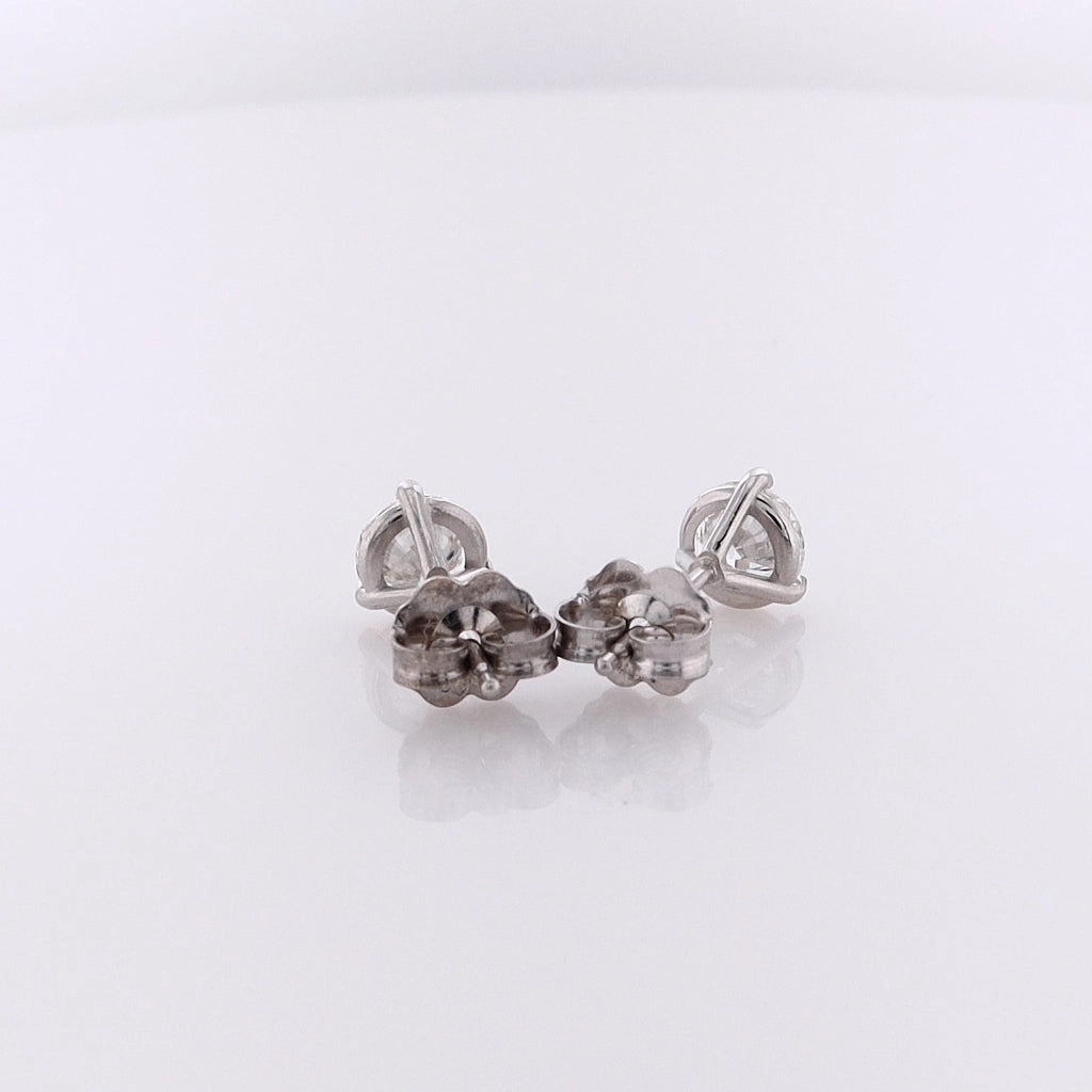 Estate 14 Karat White Gold Diamond Martini Stud Earrings