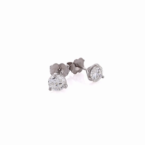 Estate 14 Karat White Gold Diamond Martini Stud Earrings