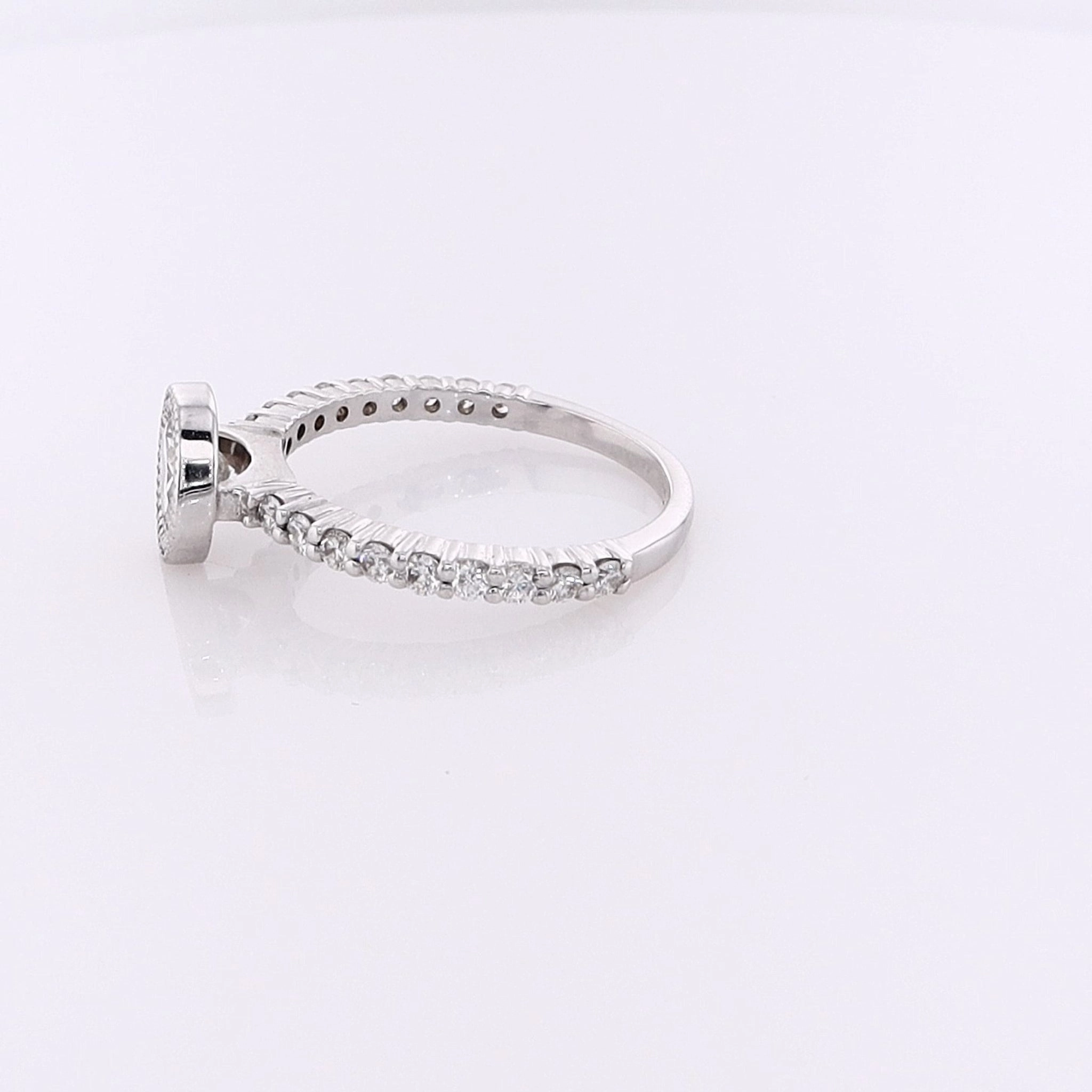 Estate 14 Karat White Gold Diamond Milgrain Engagement Ring