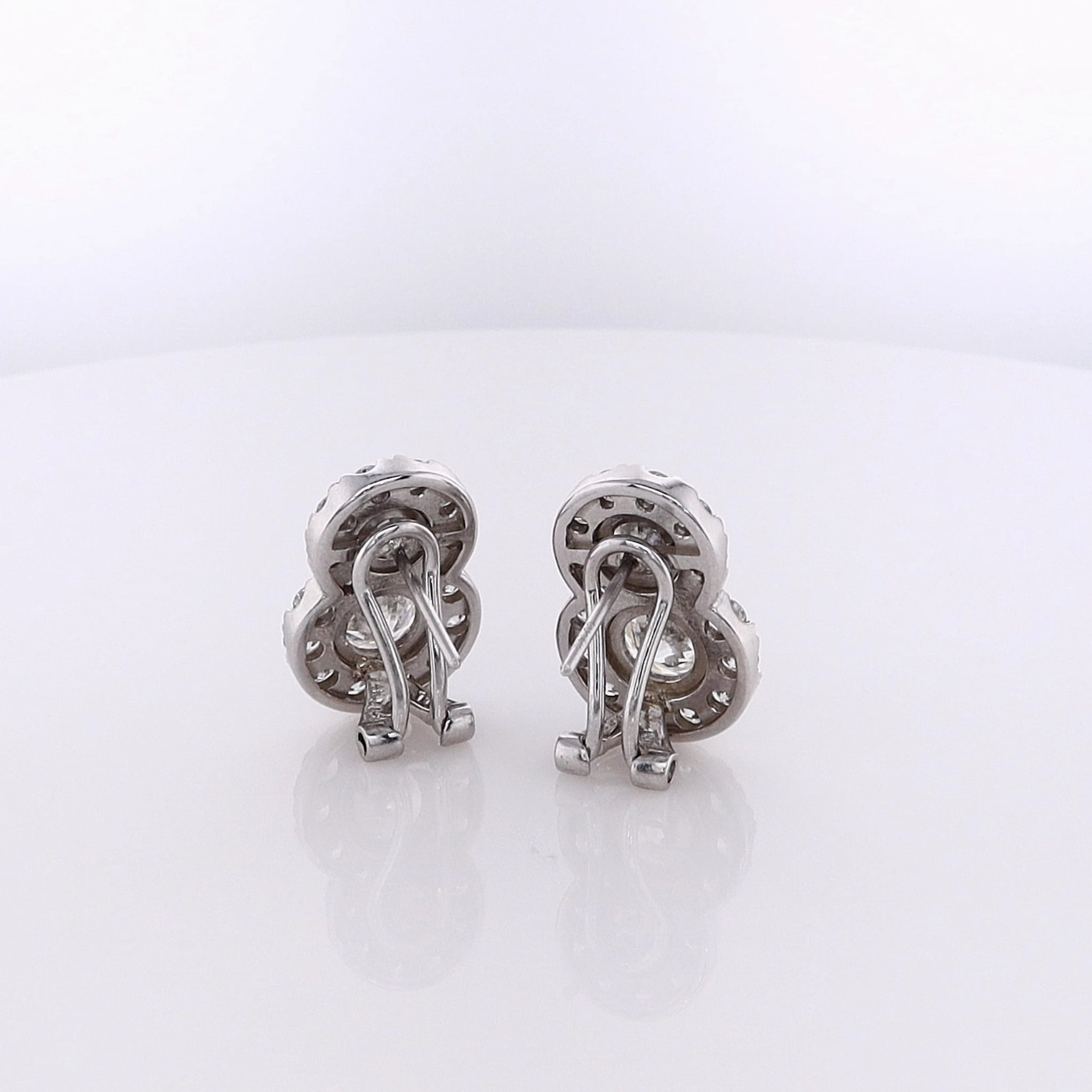 Estate 14 Karat White Gold Diamond Omega Backed Earrings