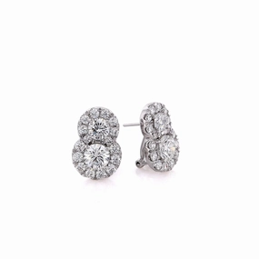 Estate 14 Karat White Gold Diamond Omega Backed Earrings
