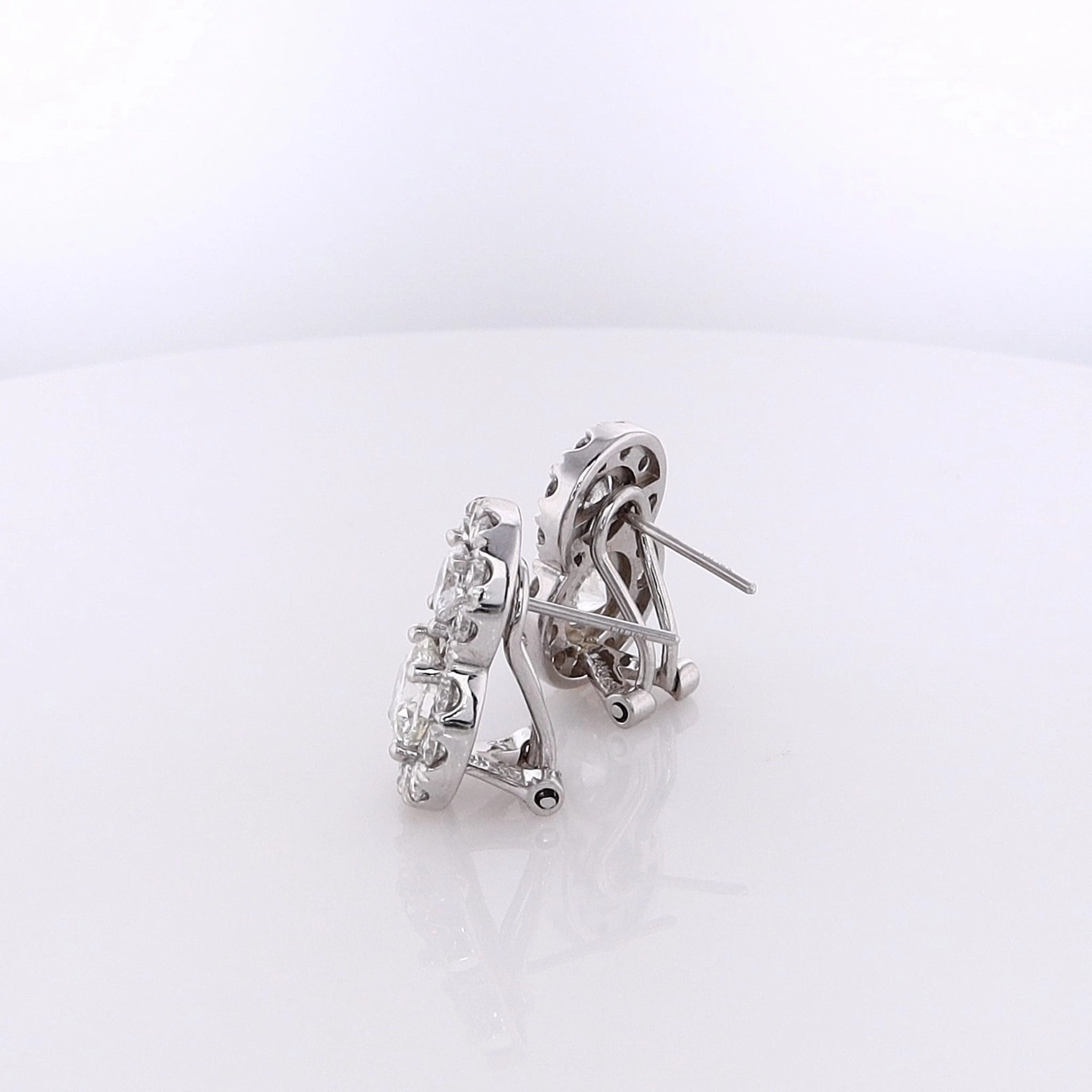 Estate 14 Karat White Gold Diamond Omega Backed Earrings