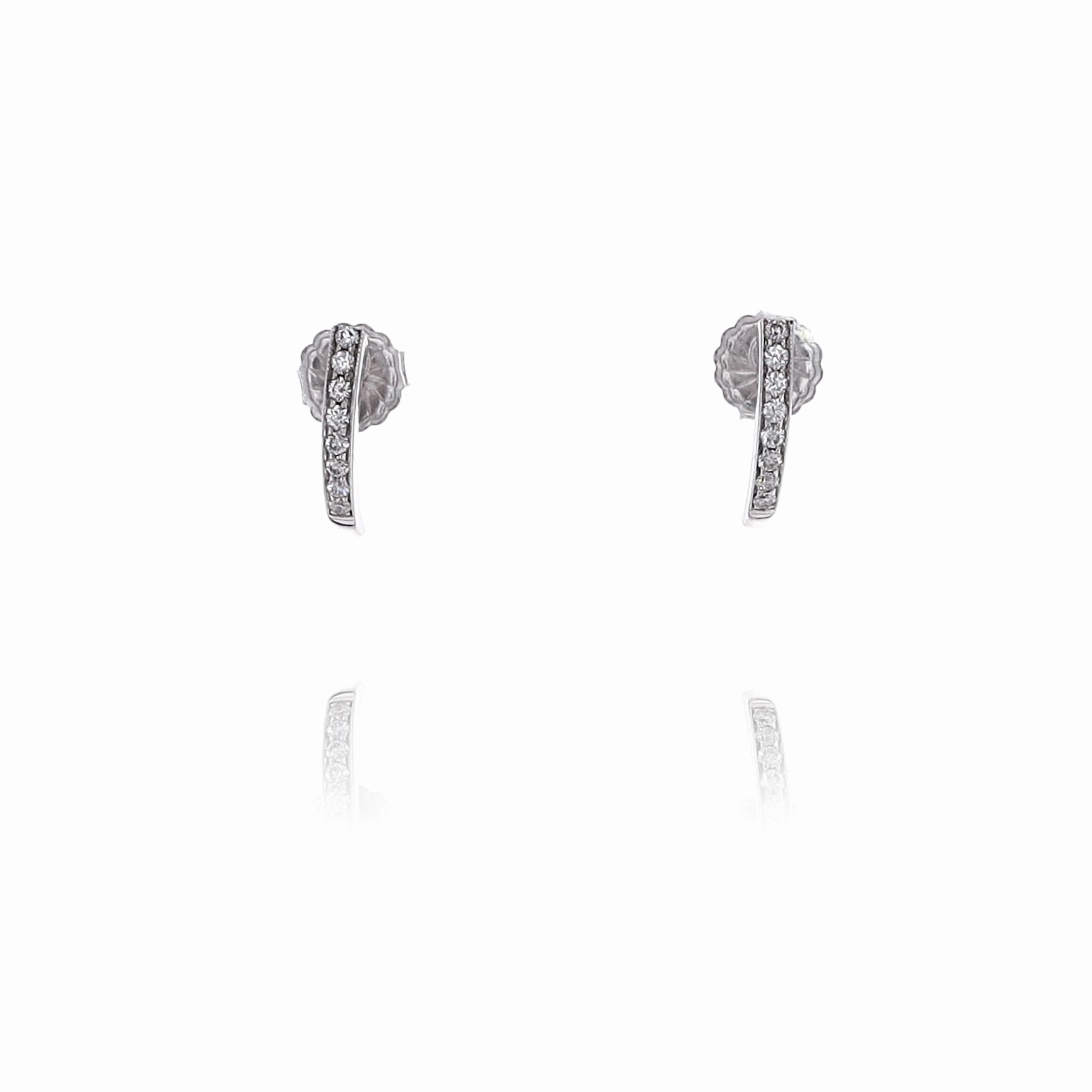 Estate 14 Karat White Gold Diamond Partial Hoop Earrings