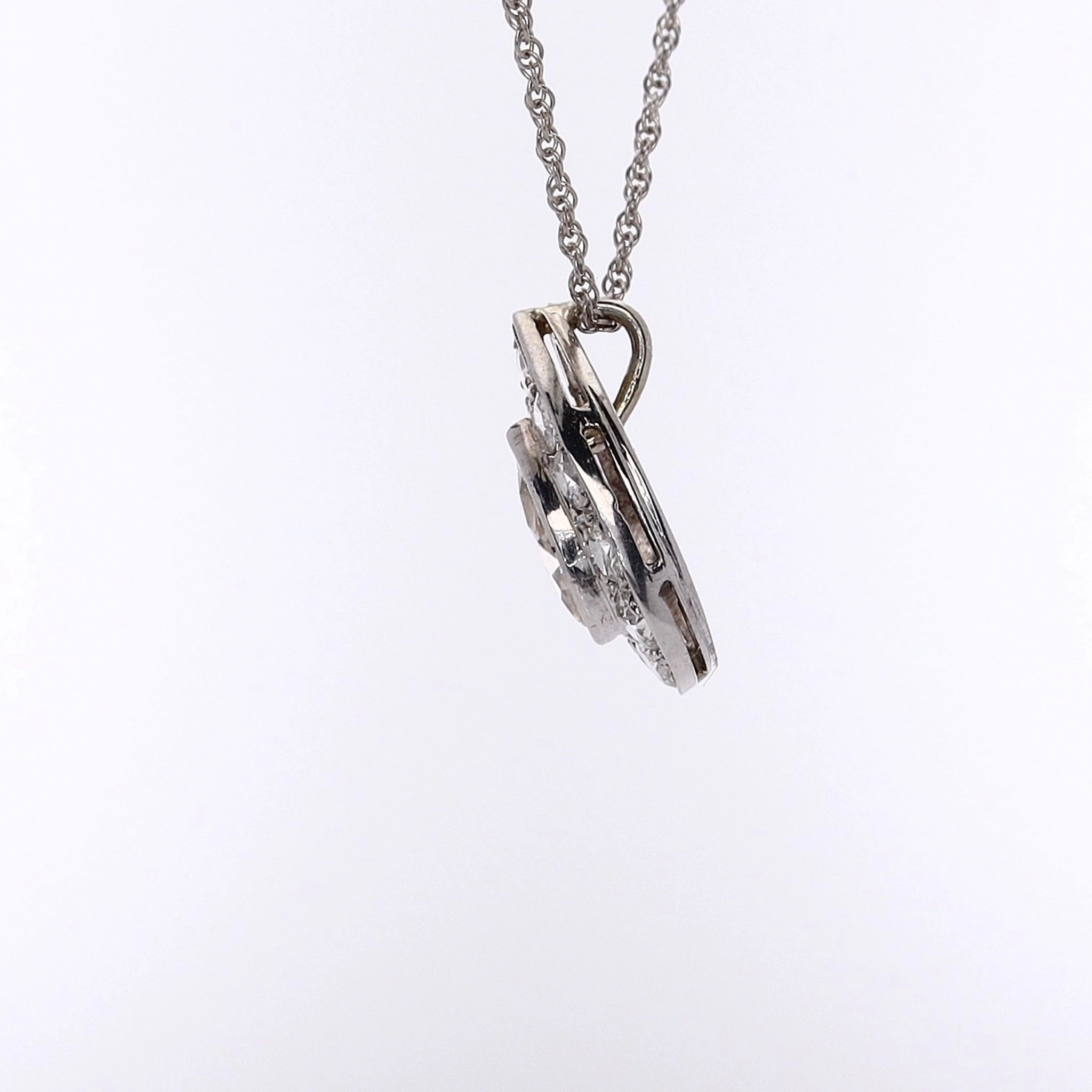Estate 14 Karat White Gold Diamond Pendant Necklace