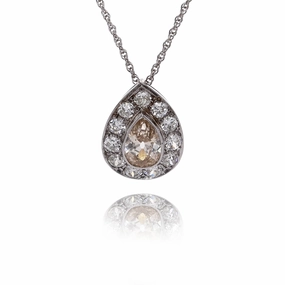 Estate 14 Karat White Gold Diamond Pendant Necklace