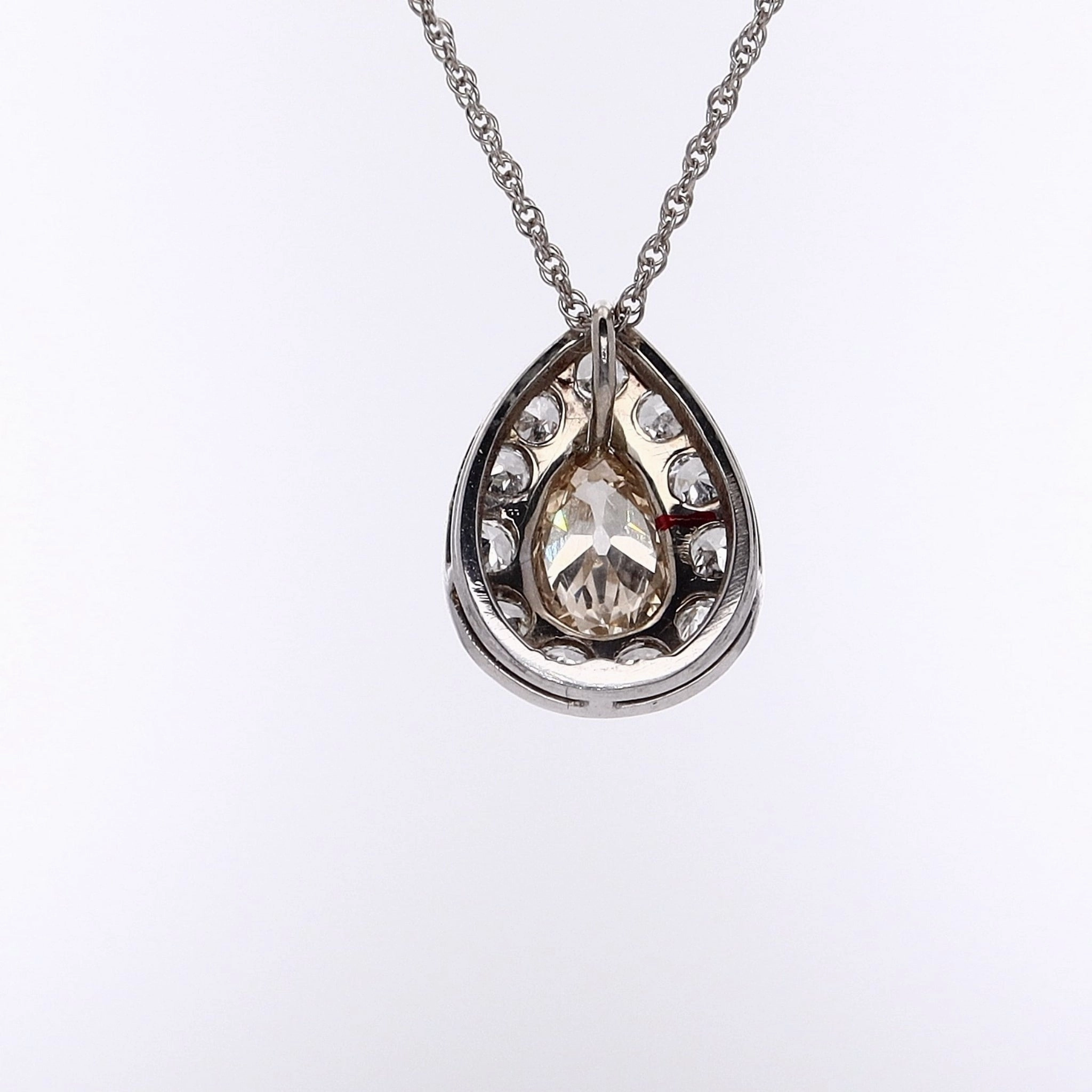 Estate 14 Karat White Gold Diamond Pendant Necklace