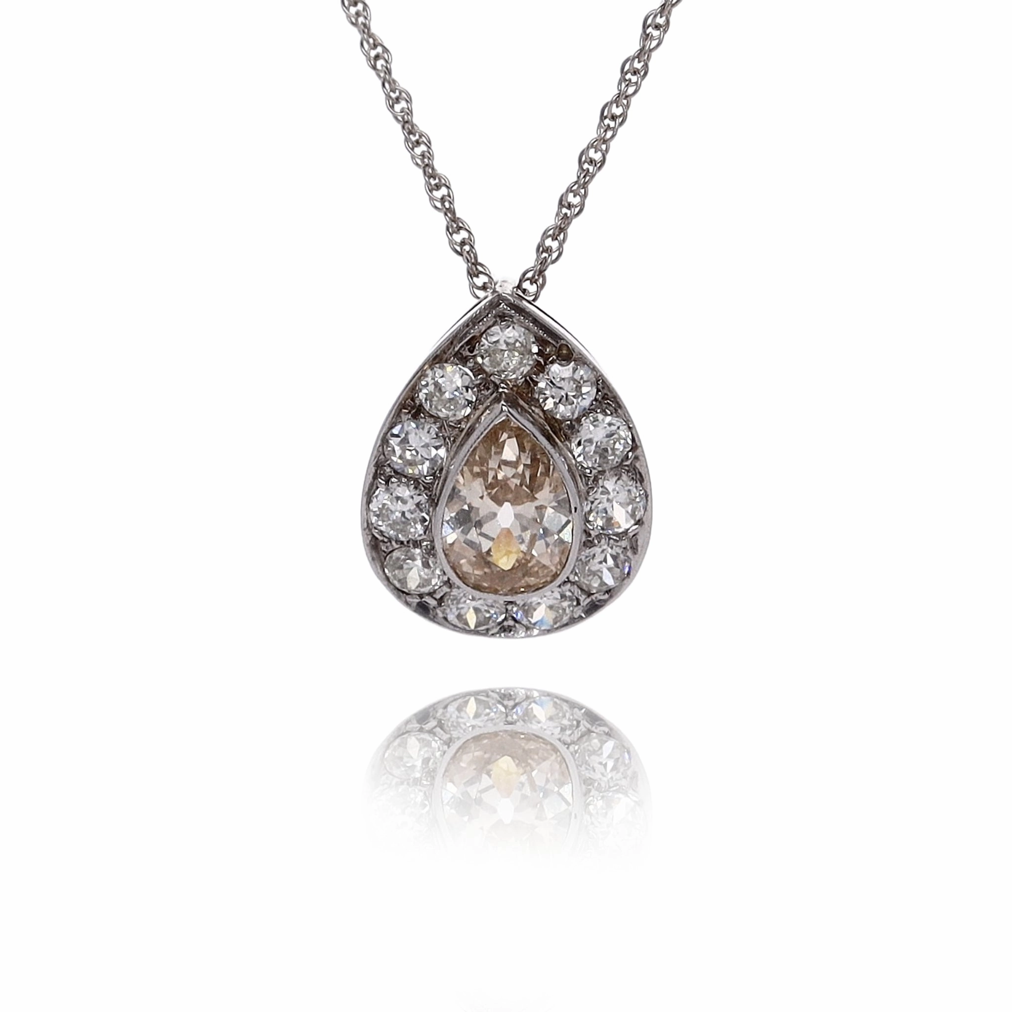Estate 14 Karat White Gold Diamond Pendant Necklace