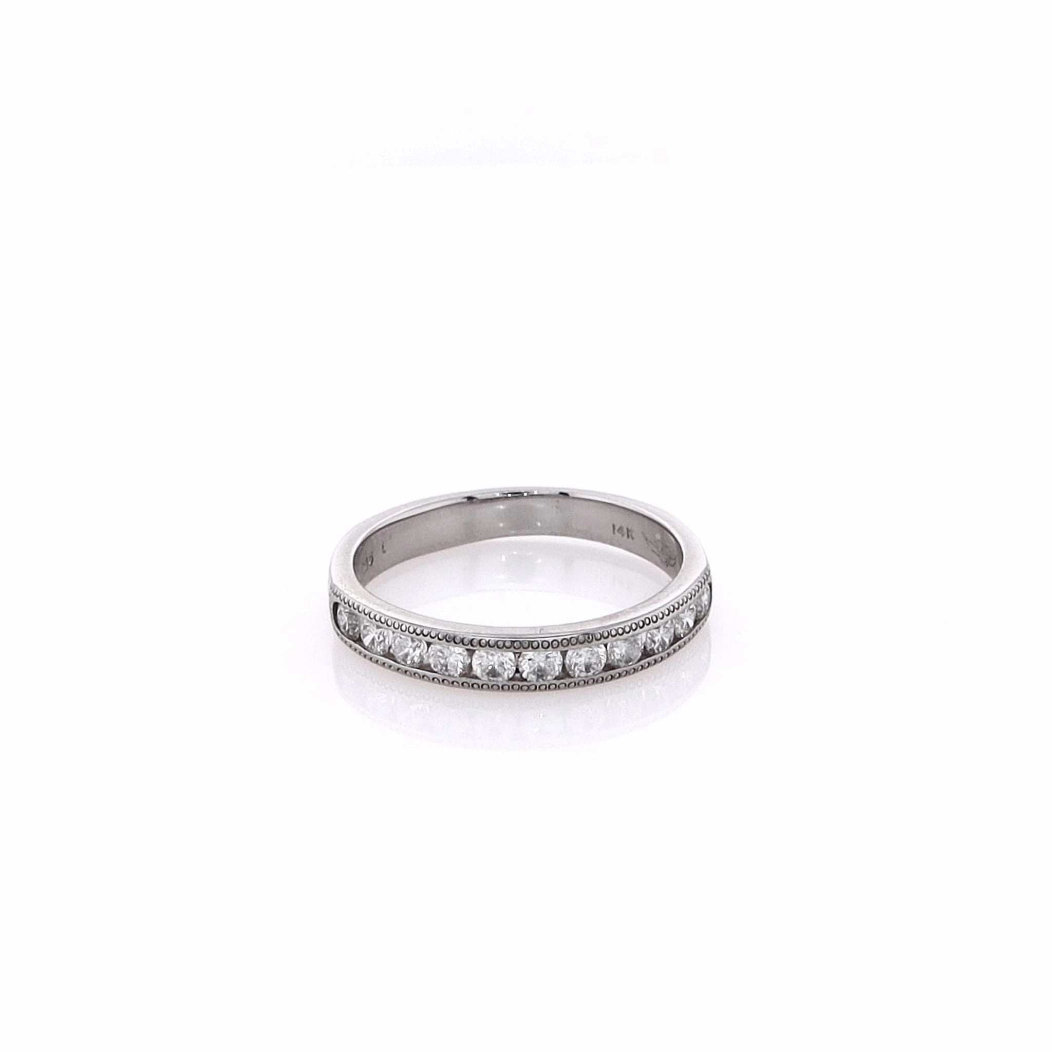 Estate 14 Karat White Gold Diamond Wedding Band