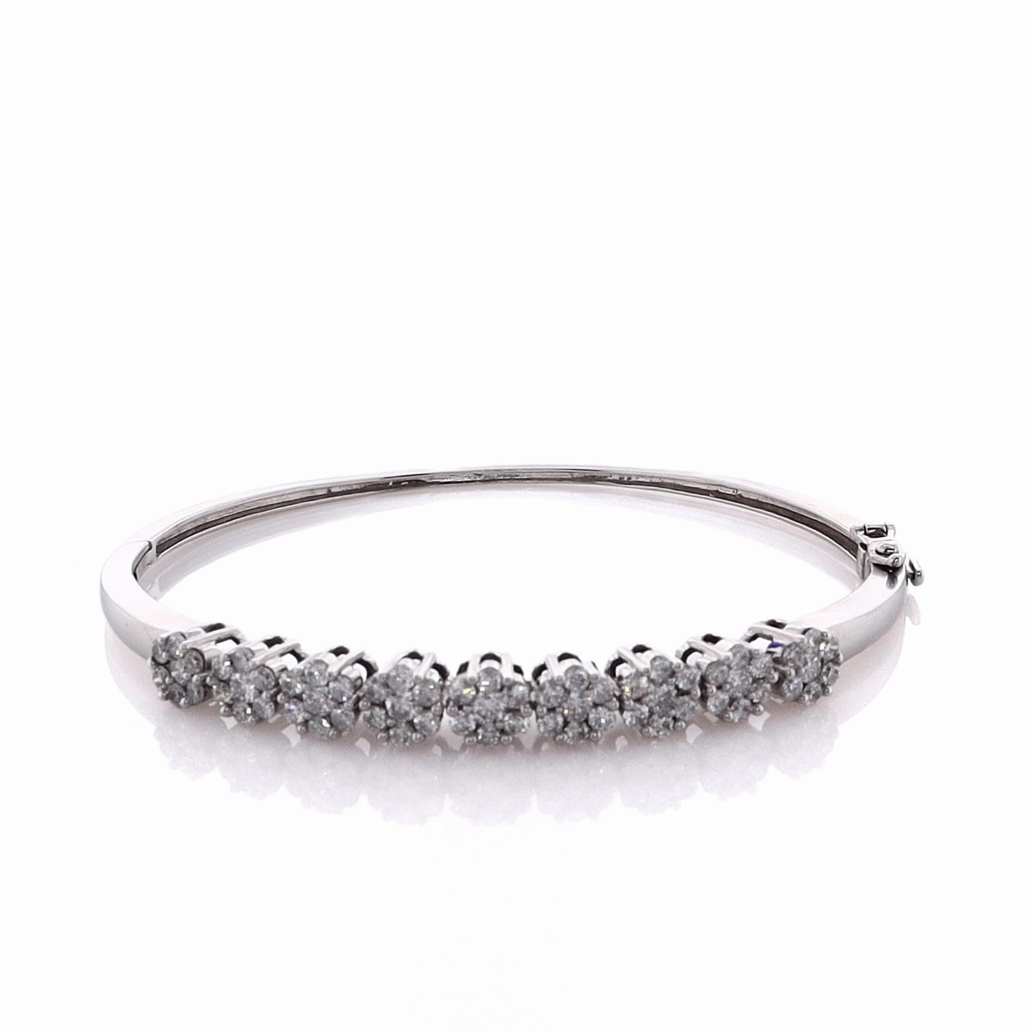 Estate 14 Karat White Gold Hinged Diamond Bangle Bracelet