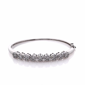 Estate 14 Karat White Gold Hinged Diamond Bangle Bracelet