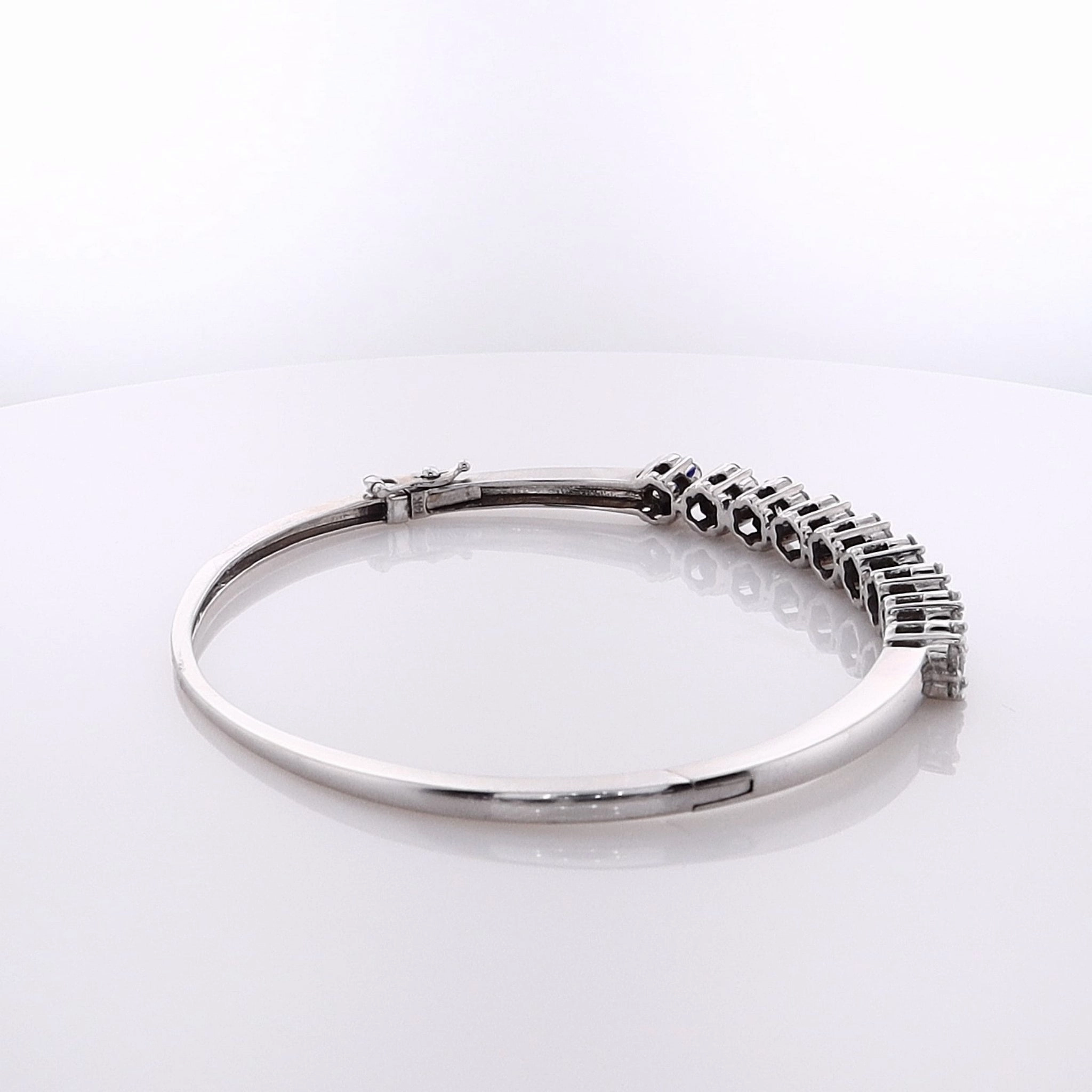 Estate 14 Karat White Gold Hinged Diamond Bangle Bracelet