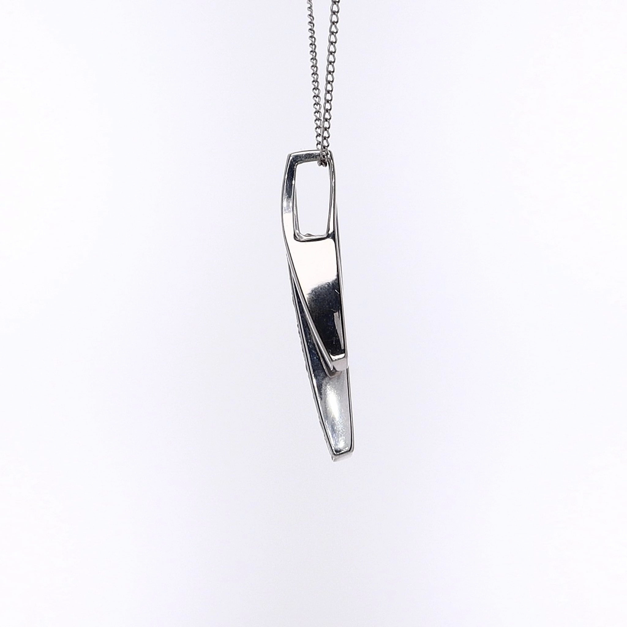 Estate 14 Karat White Gold Inverted "V" Diamond Slide Pendant