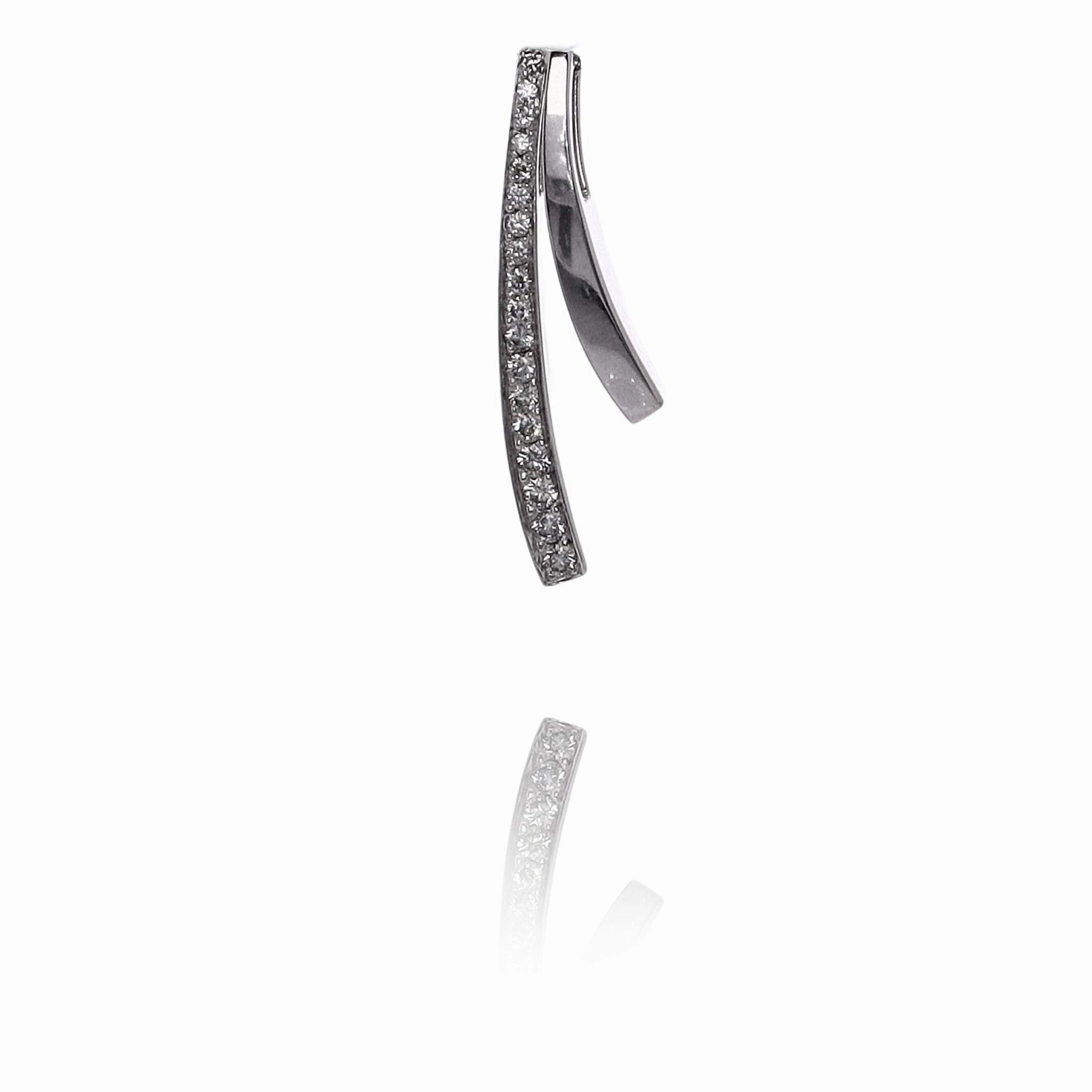 Estate 14 Karat White Gold Inverted "V" Diamond Slide Pendant