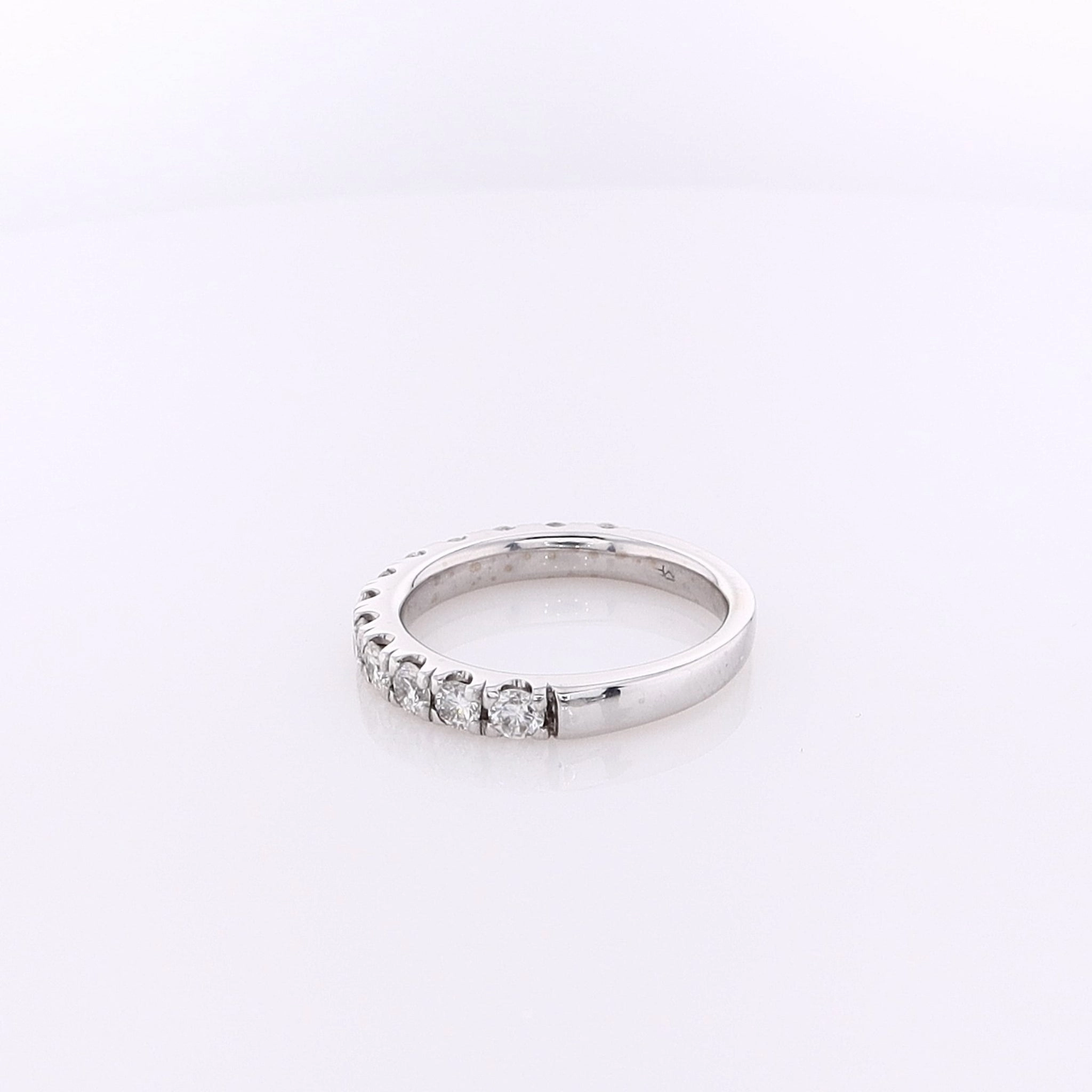 Estate 14 Karat White Gold Micropave Diamond Wedding Band