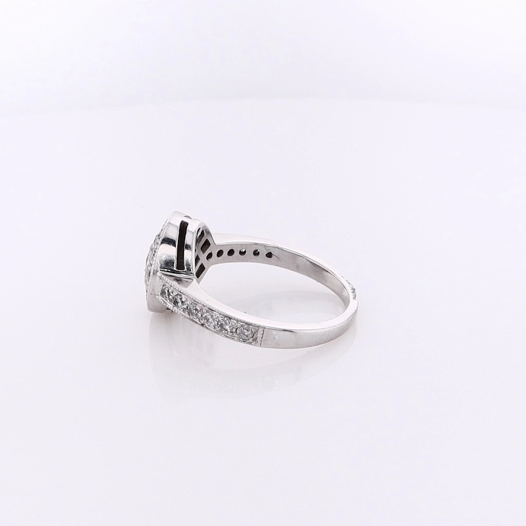 Estate 14 Karat White Gold Milgrain and Diamond Engagement Ring