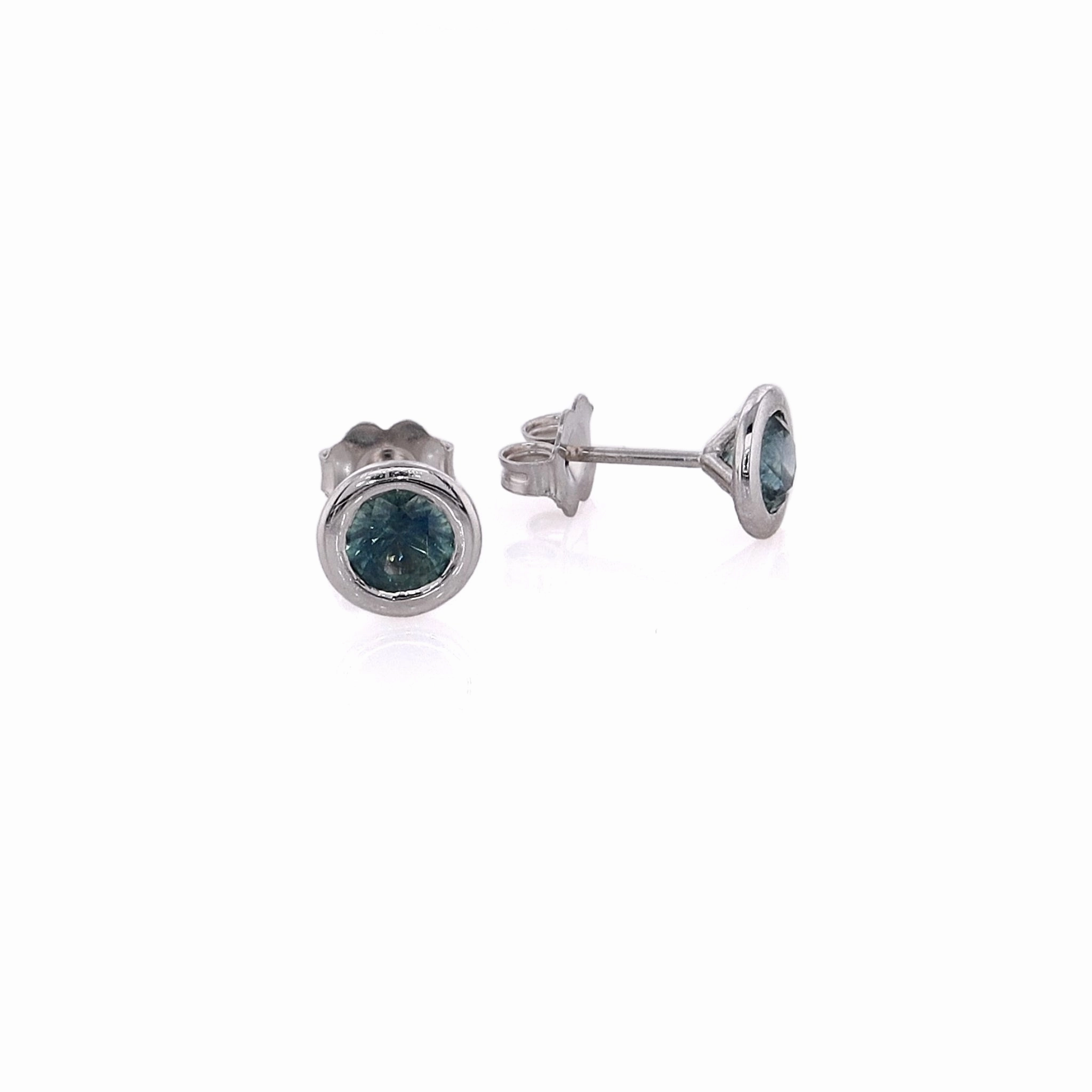 Estate 14 Karat White Gold Montana Sapphire Stud Earrings