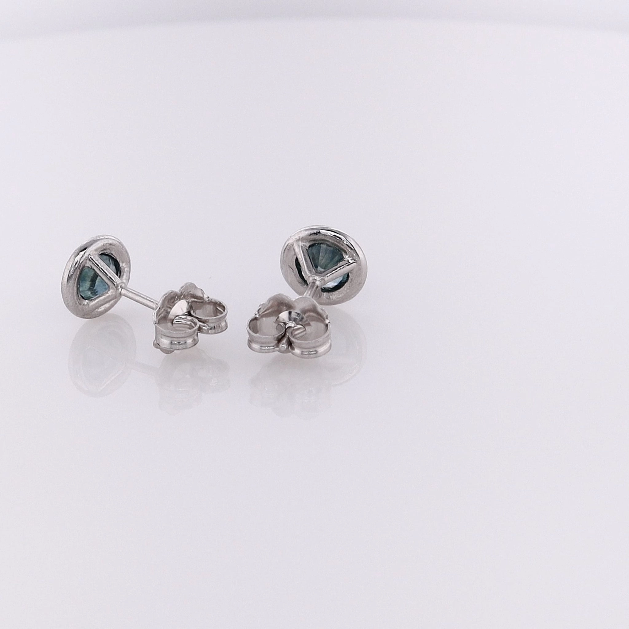 Estate 14 Karat White Gold Montana Sapphire Stud Earrings