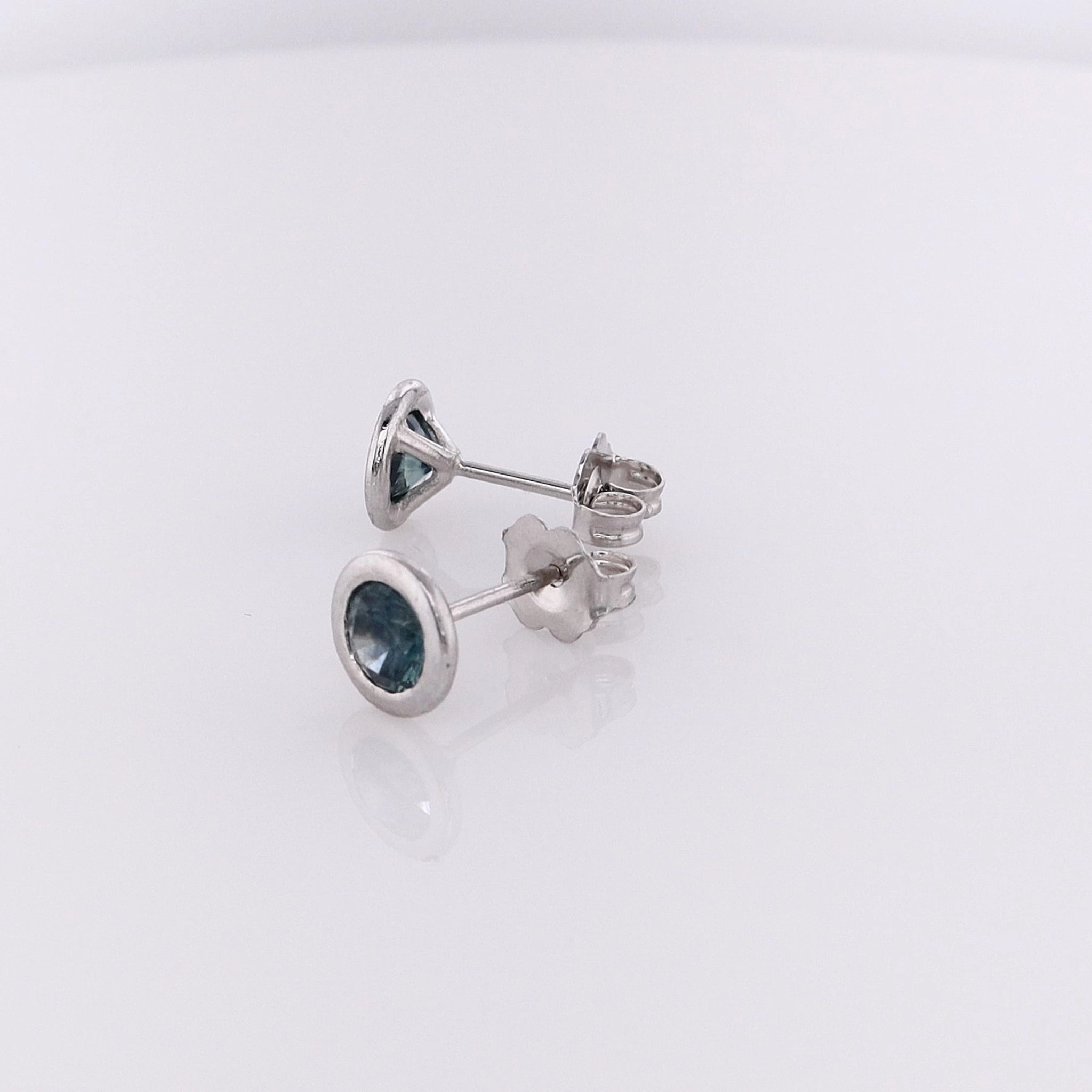 Estate 14 Karat White Gold Montana Sapphire Stud Earrings