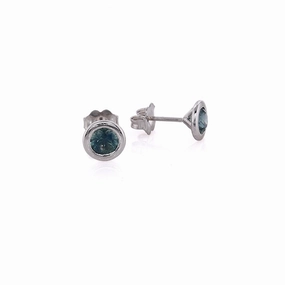 Estate 14 Karat White Gold Montana Sapphire Stud Earrings