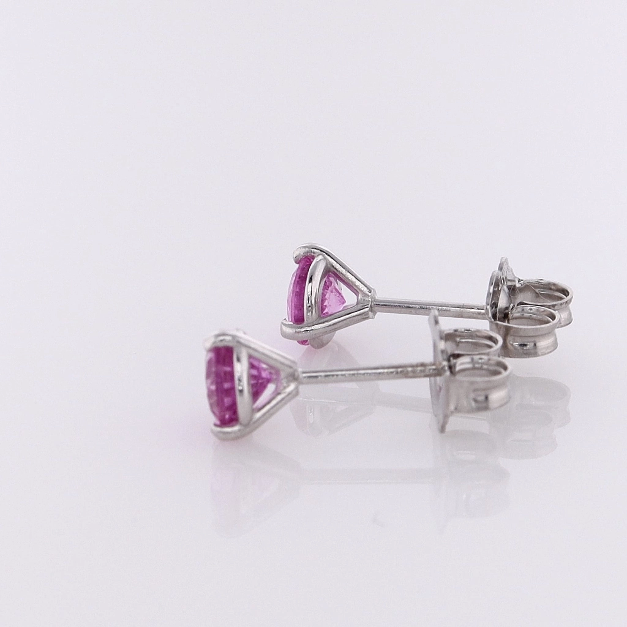 Estate 14 Karat White Gold Pink Sapphire Stud Earrings