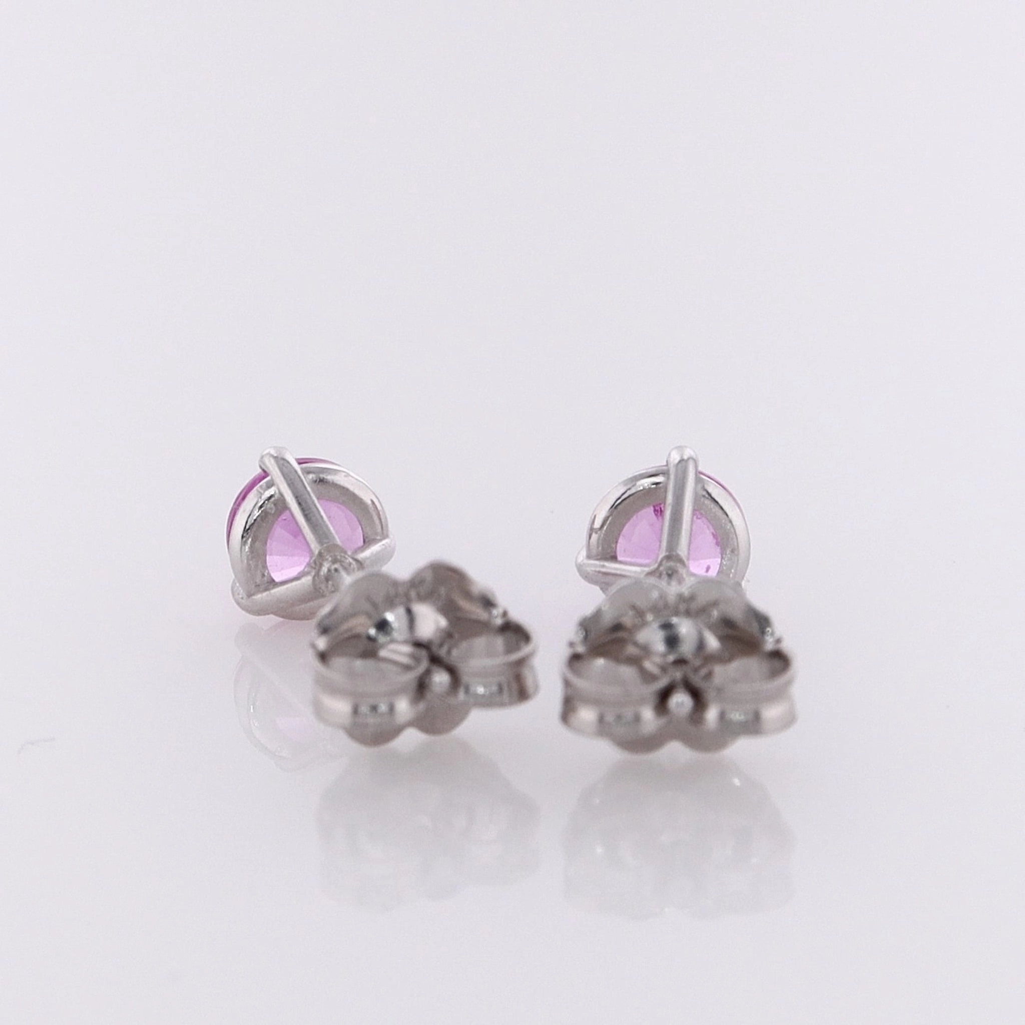 Estate 14 Karat White Gold Pink Sapphire Stud Earrings