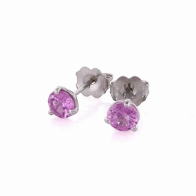 Estate 14 Karat White Gold Pink Sapphire Stud Earrings