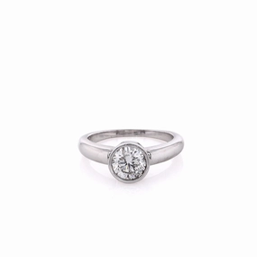 Estate 14 Karat White Gold Polished Shank Diamond Engagement Ring