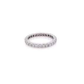 Estate 14 Karat White Gold Shared Prong Diamond Eternity Wedding Band