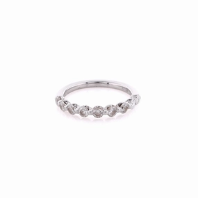 Estate 14 Karat White Gold Shared Prong Diamond Wedding Band
