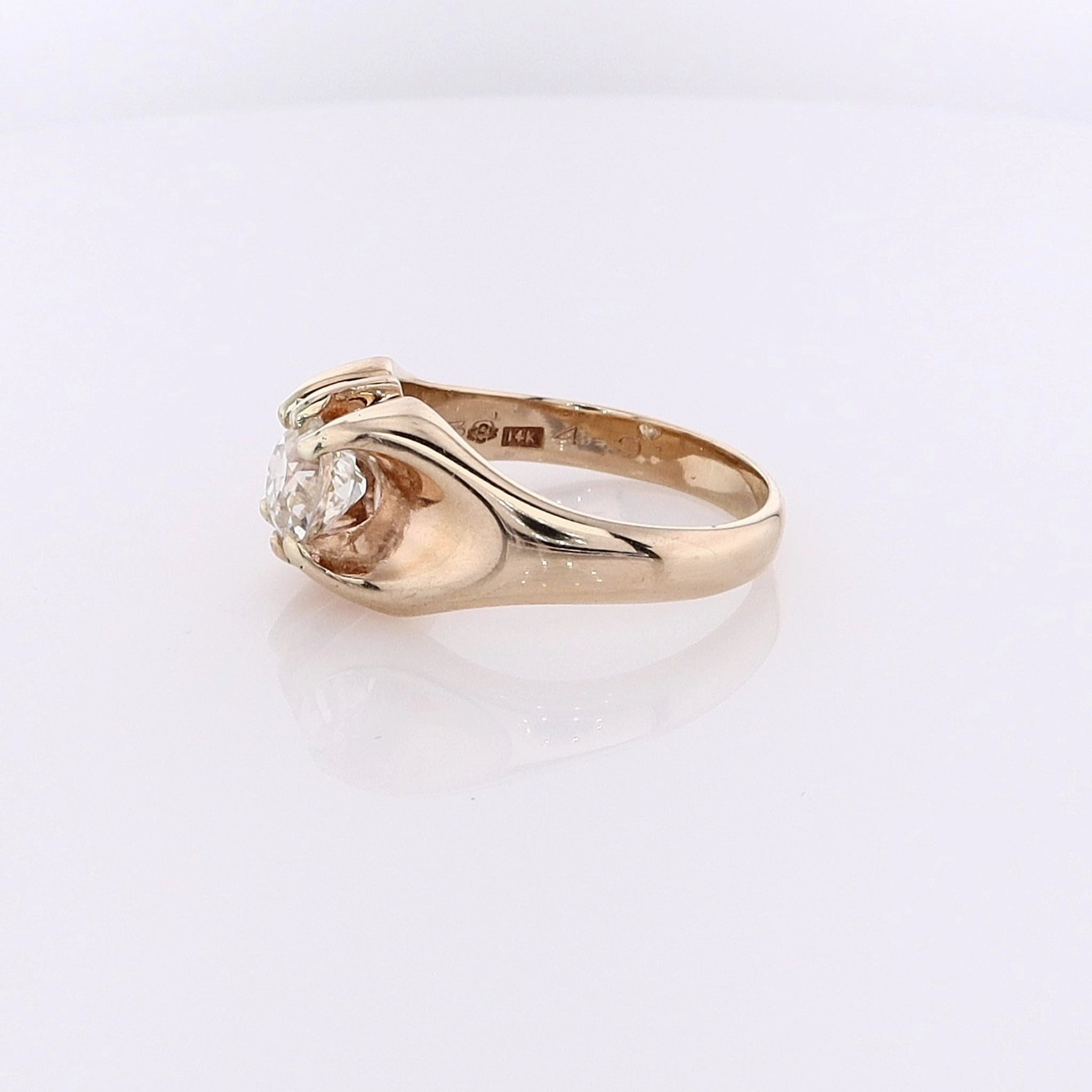 Estate 14 Karat Yellow Gold Belcher Style Diamond Ring