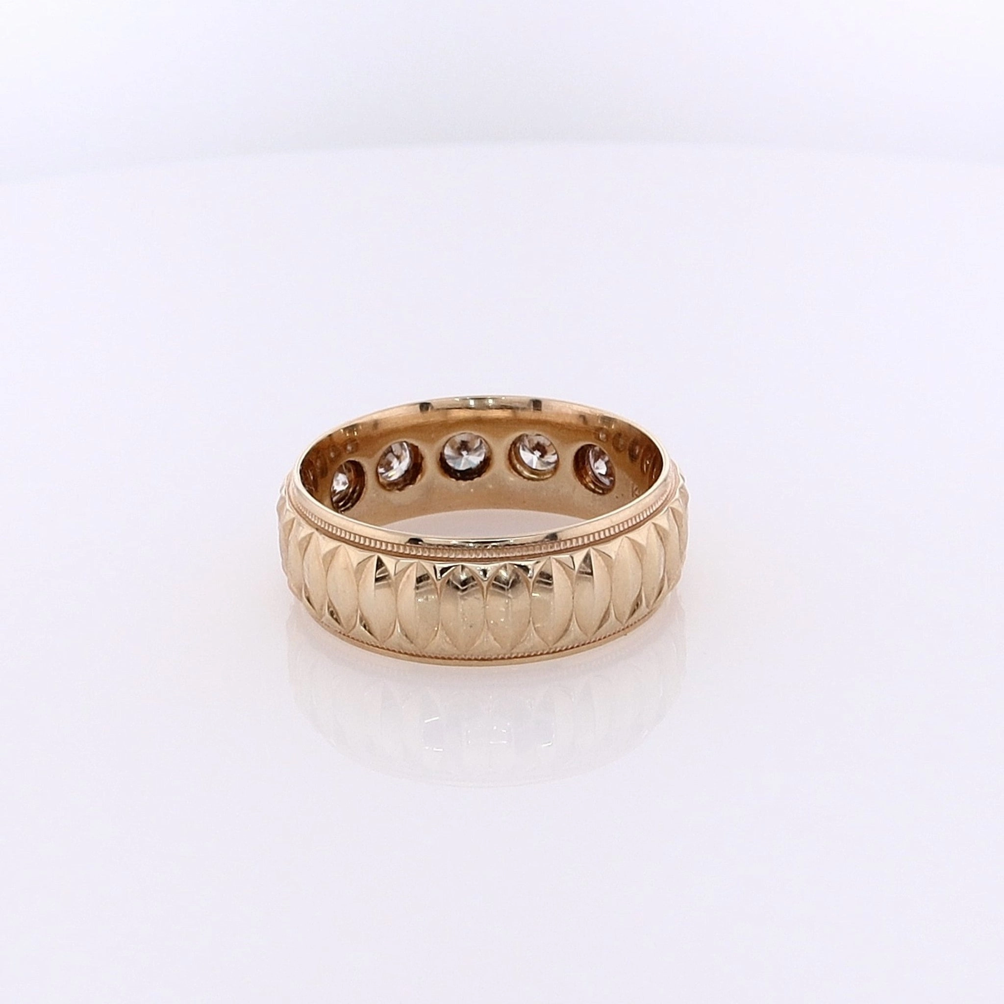 Estate 14 Karat Yellow Gold Bezel Set Diamond Band
