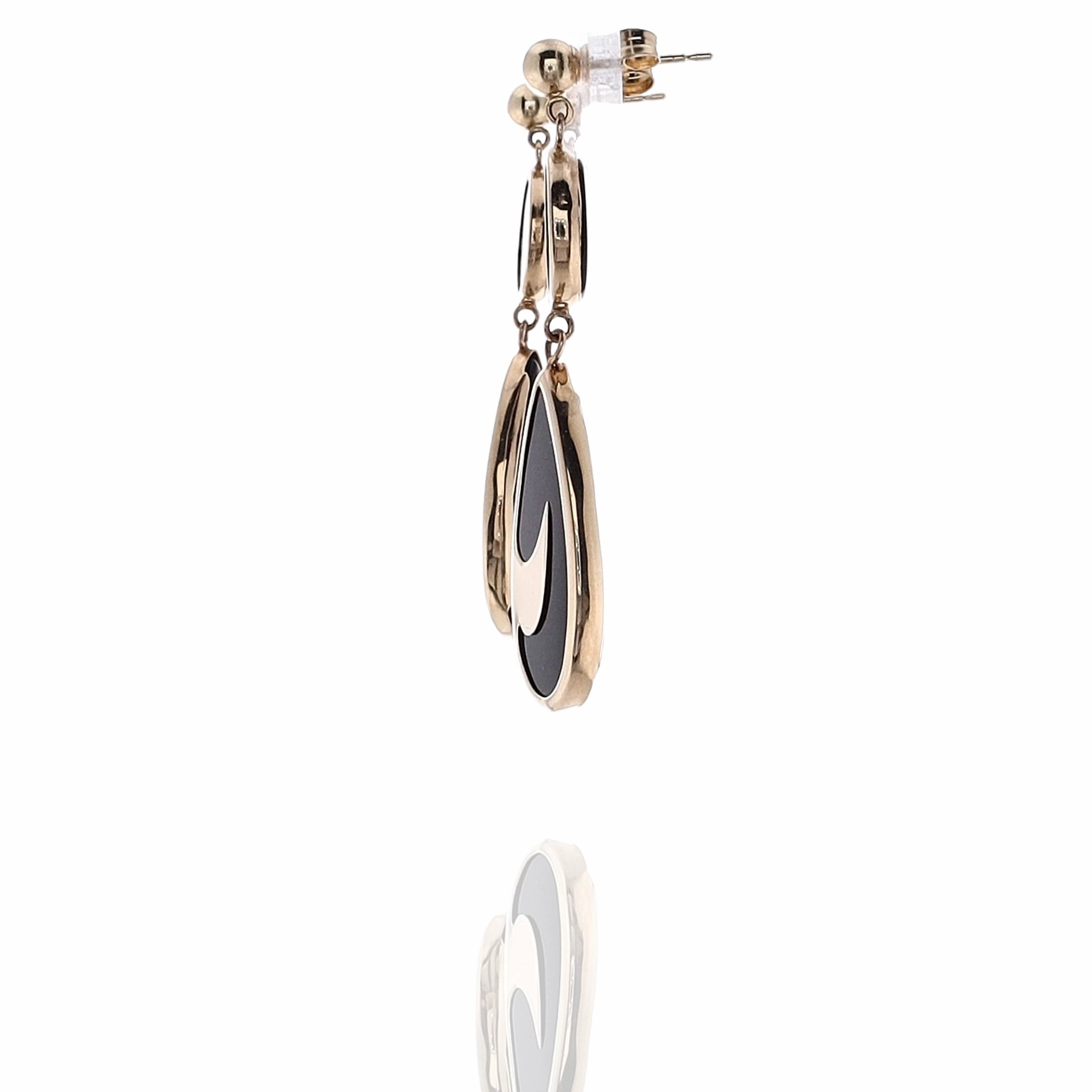Estate 14 Karat Yellow Gold Black Onyx Drop Earrings