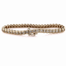 Estate 14 Karat Yellow Gold Diamond Tennis Style Bracelet