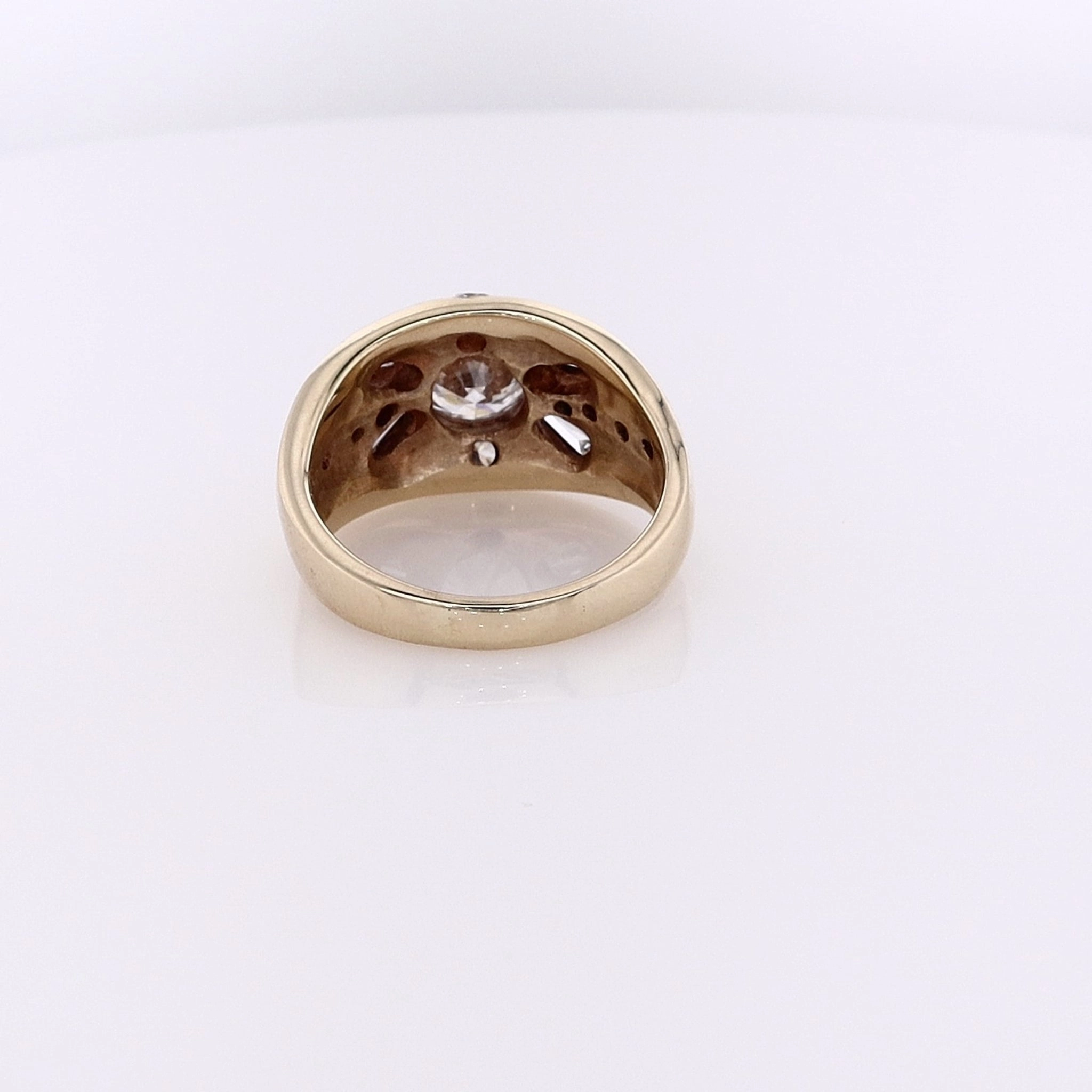 Estate 14 Karat Yellow Gold Domed Head Diamond Ring