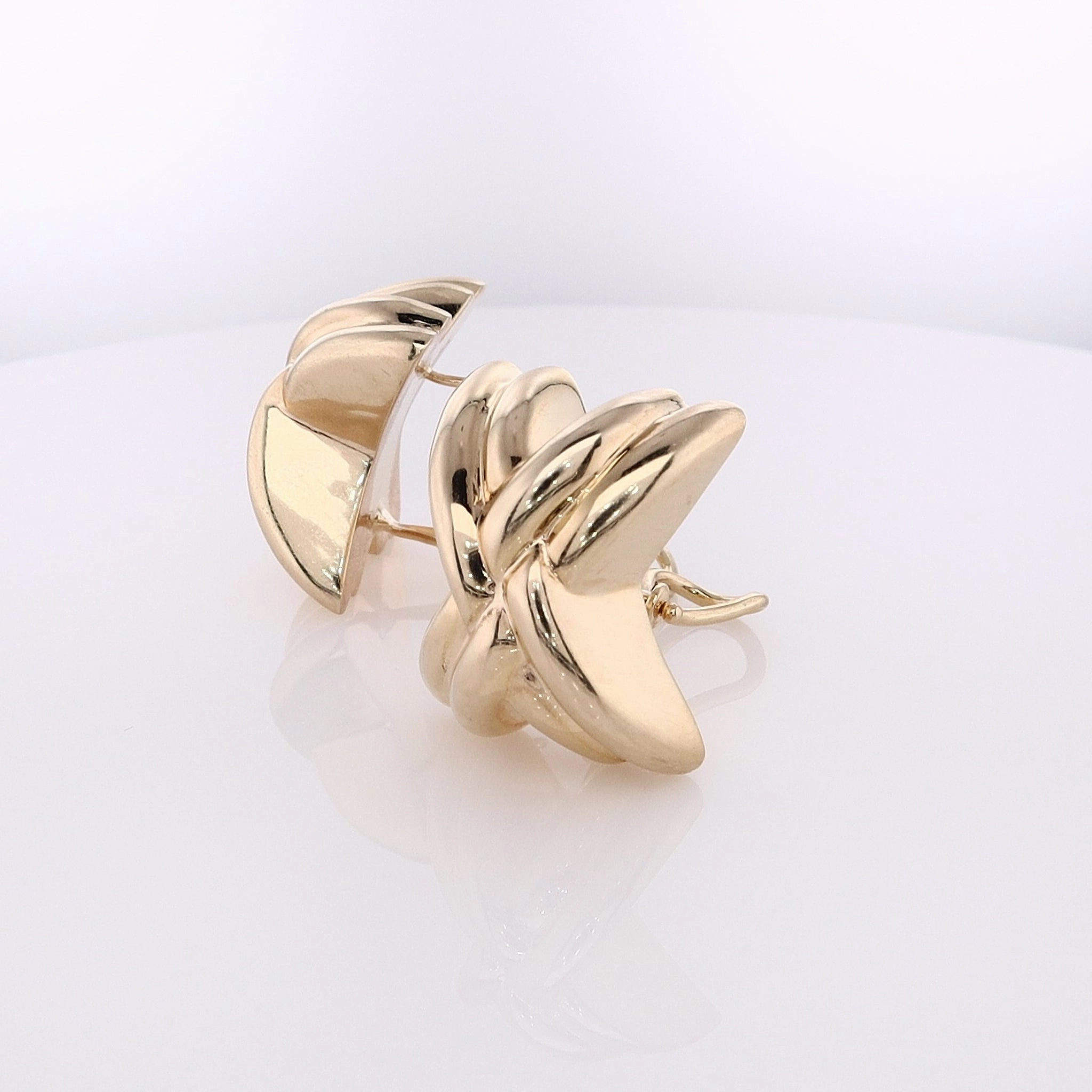 Estate 14 Karat Yellow Gold Double X Design Omega Backed Earrings