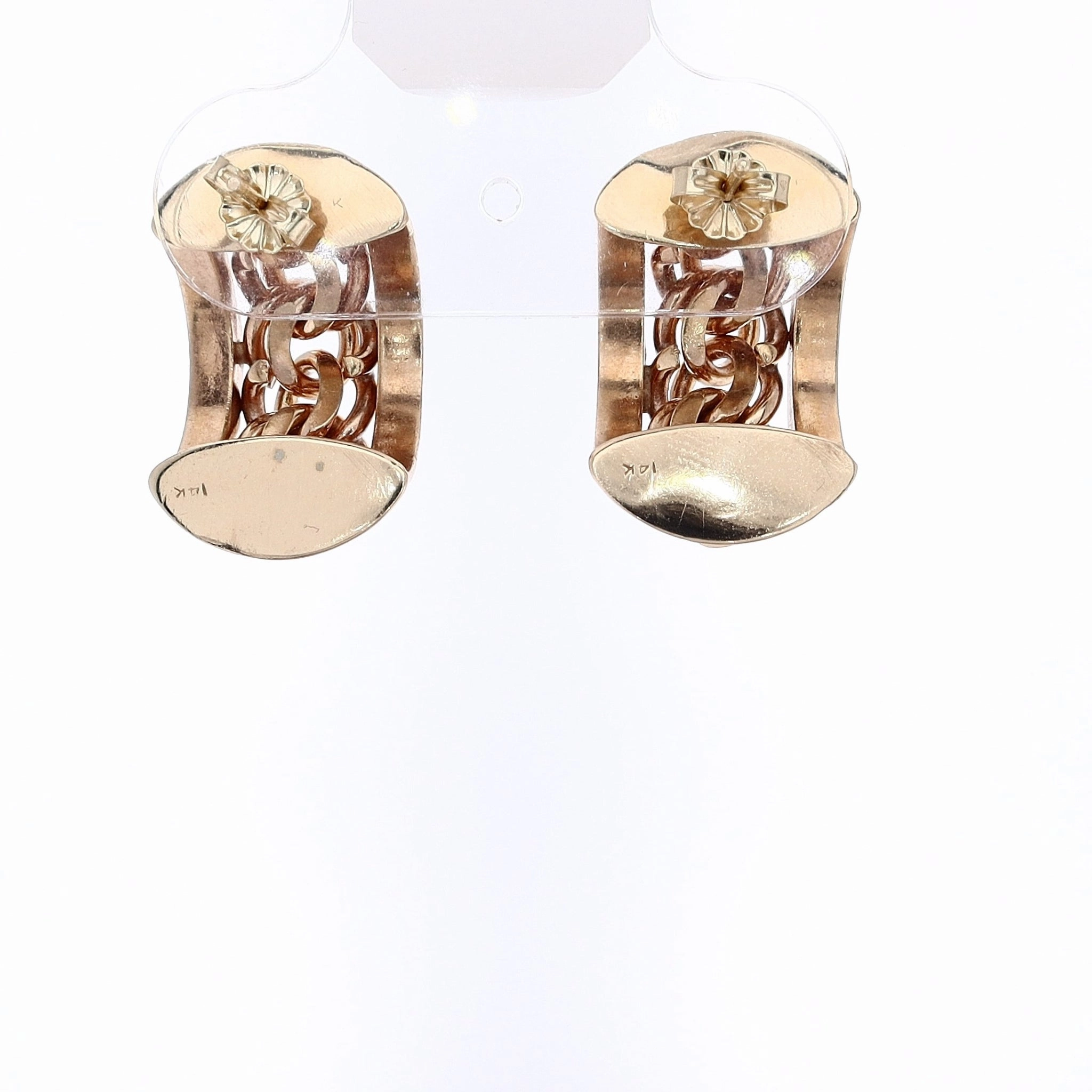 Estate 14 Karat Yellow Gold Gold Framed Interlocking Circle Hoop Earrings