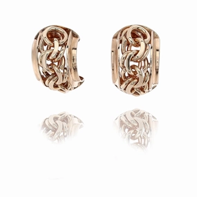 Estate 14 Karat Yellow Gold Gold Framed Interlocking Circle Hoop Earrings