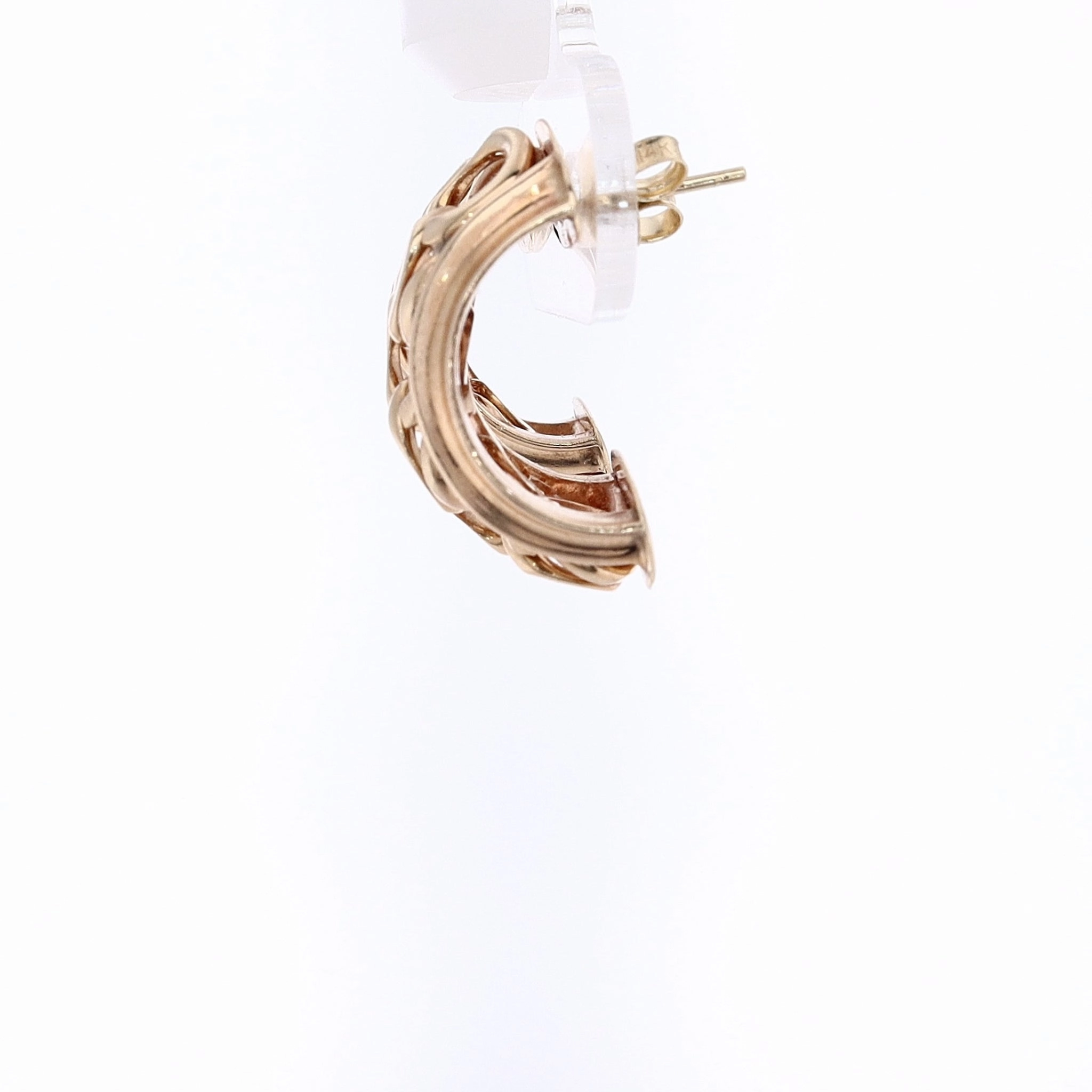 Estate 14 Karat Yellow Gold Gold Framed Interlocking Circle Hoop Earrings