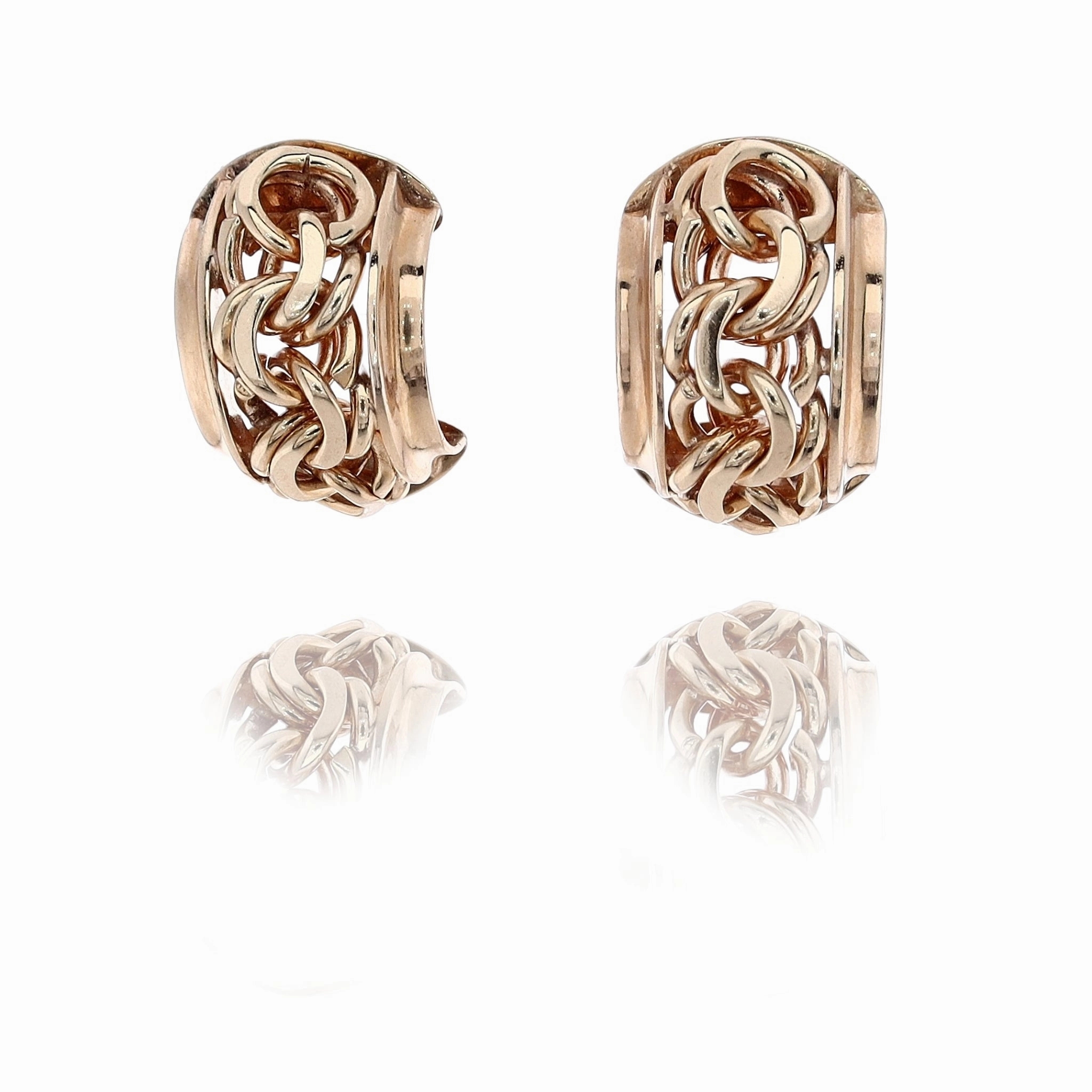Estate 14 Karat Yellow Gold Gold Framed Interlocking Circle Hoop Earrings