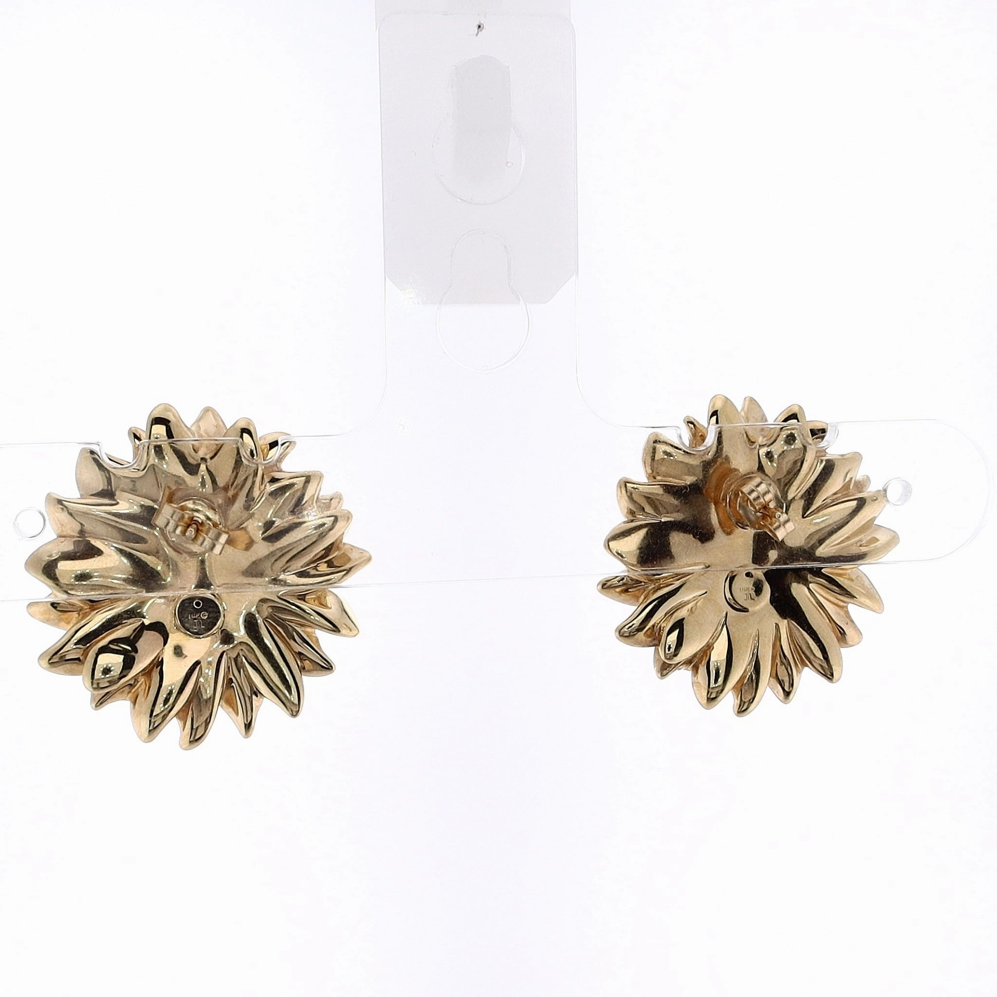 Estate 14 karat Yellow Gold Large Detail Sunflower Earrings