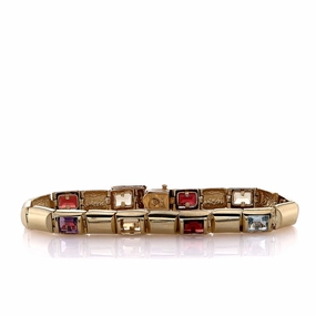 Estate 14 Karat Yellow Gold Multi-Stone Bracelet