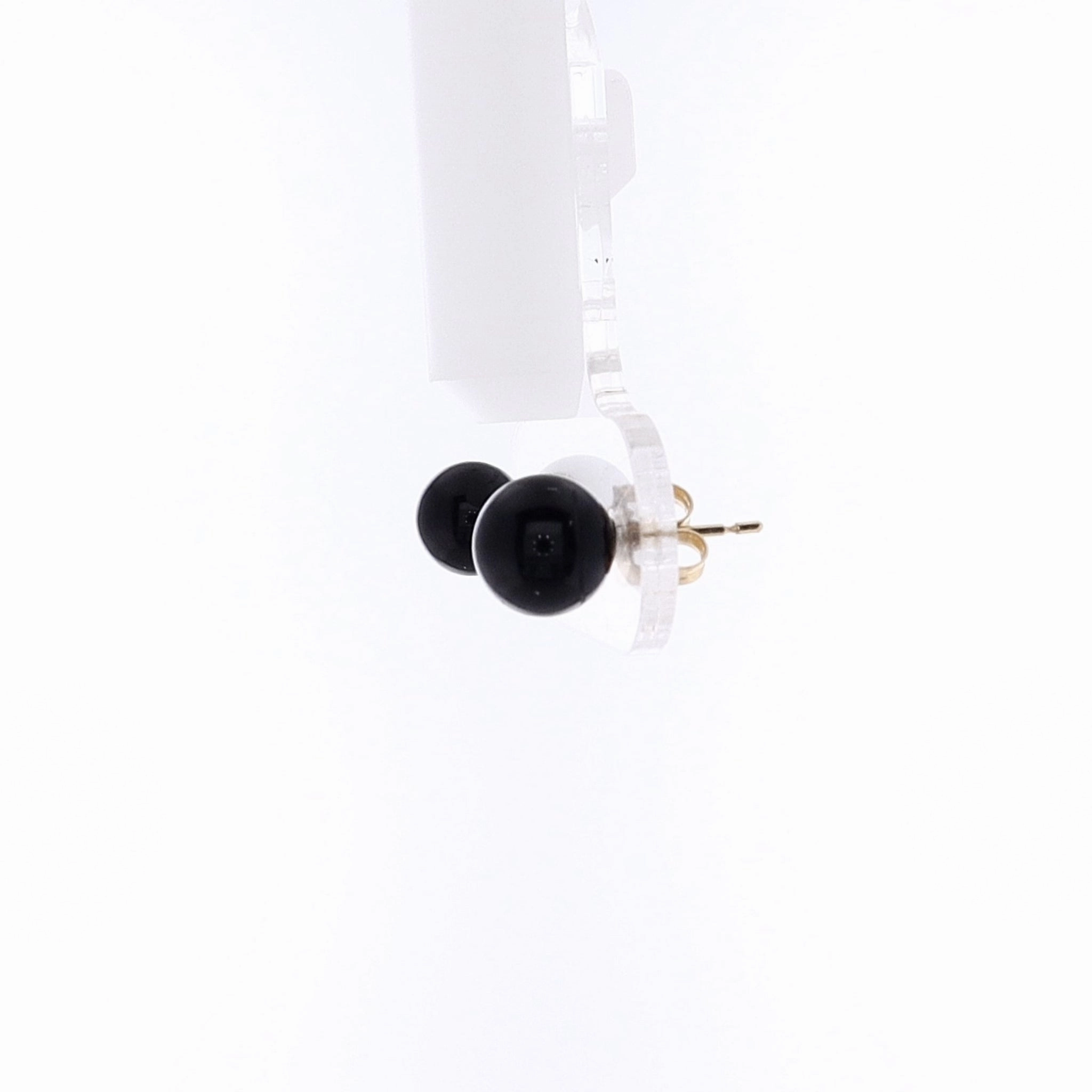 Estate 14 Karat Yellow Gold Onyx Bead Earrings