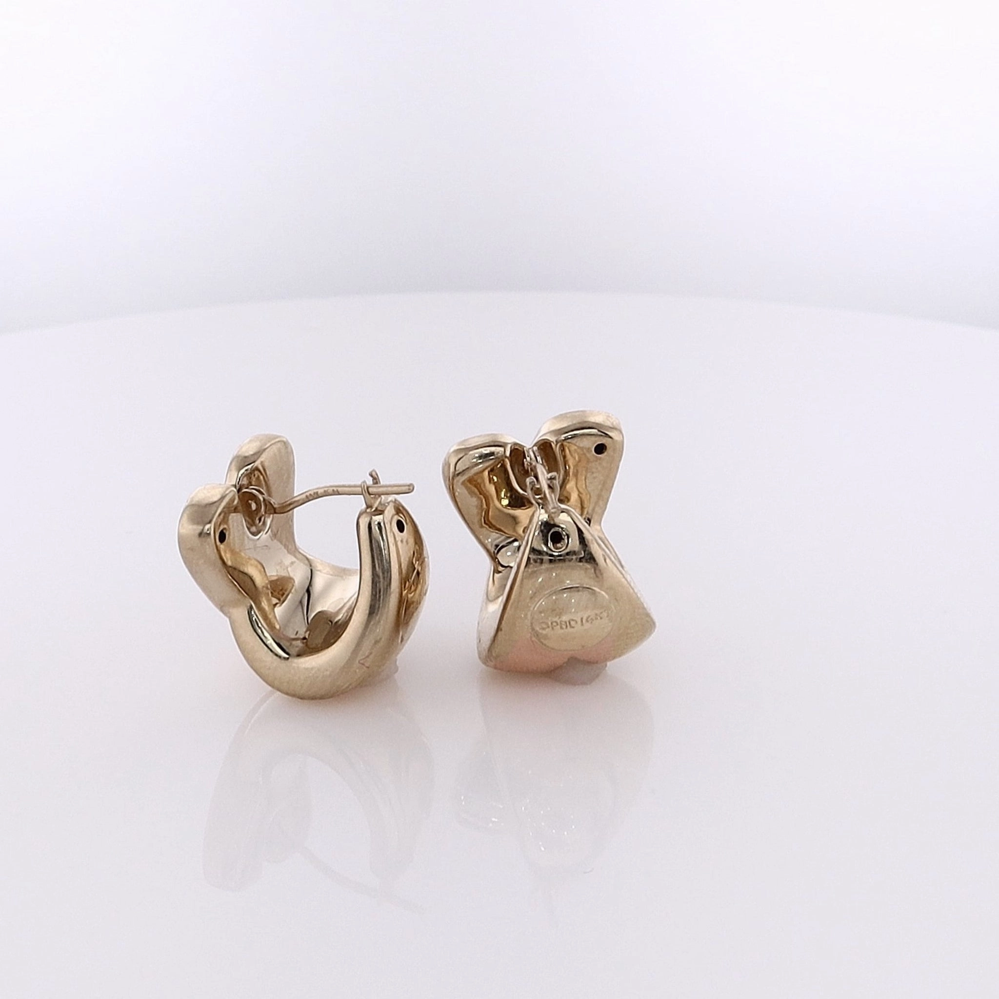 Estate 14 Karat Yellow Gold Polished "X" Design Hoop Earrings