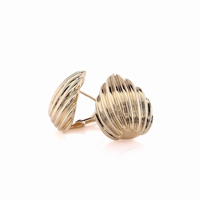 Estate 14 Karat Yellow Gold Ribbed Tear Drop Earrings