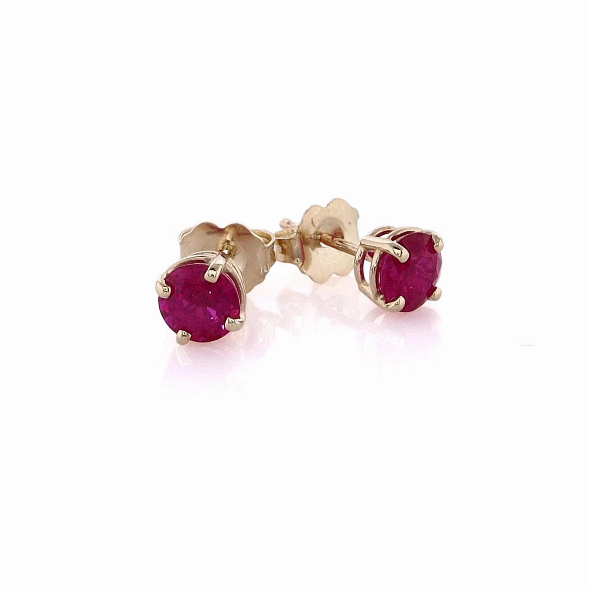 Estate 14 Karat Yellow Gold Ruby Stud Earrings