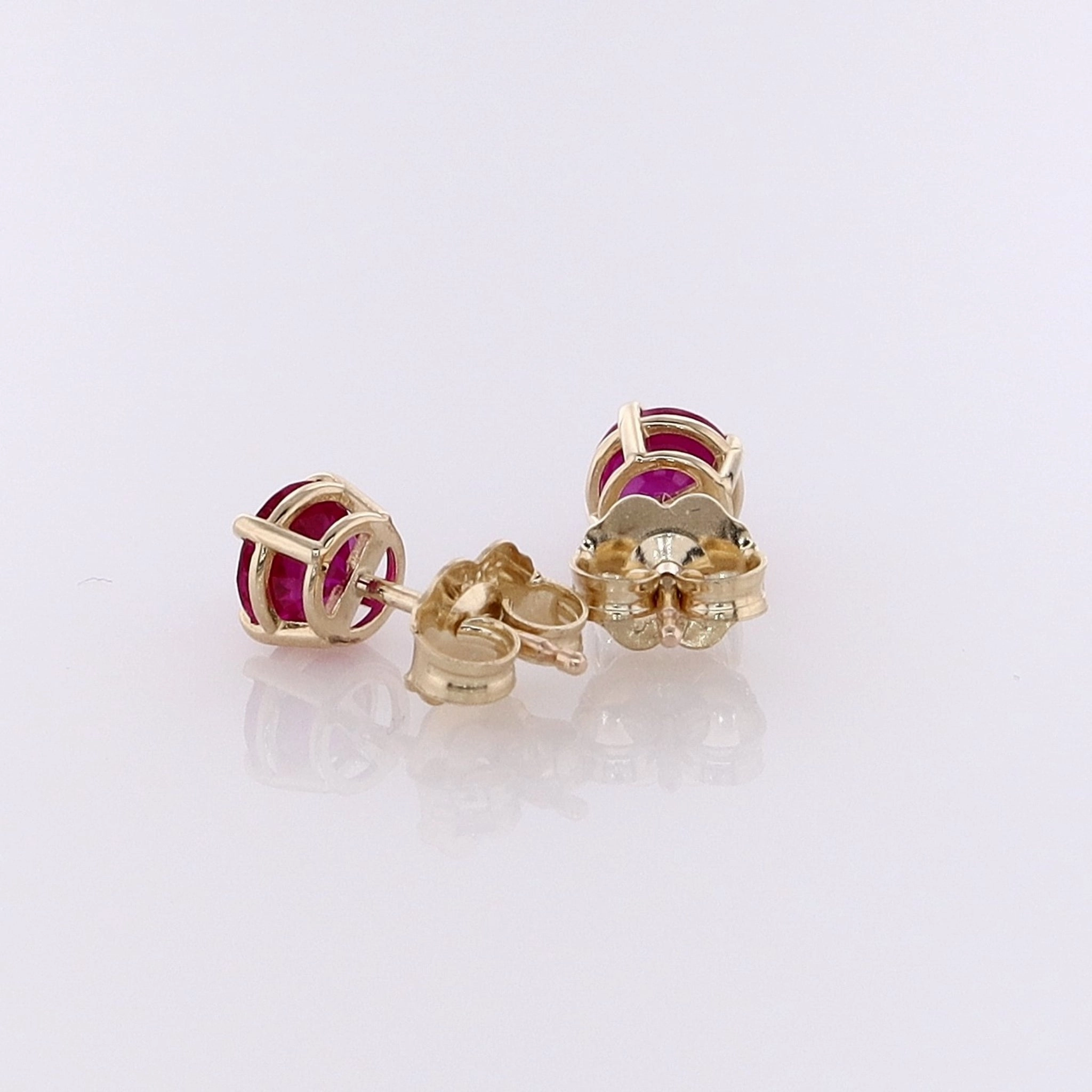 Estate 14 Karat Yellow Gold Ruby Stud Earrings