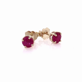Estate 14 Karat Yellow Gold Ruby Stud Earrings