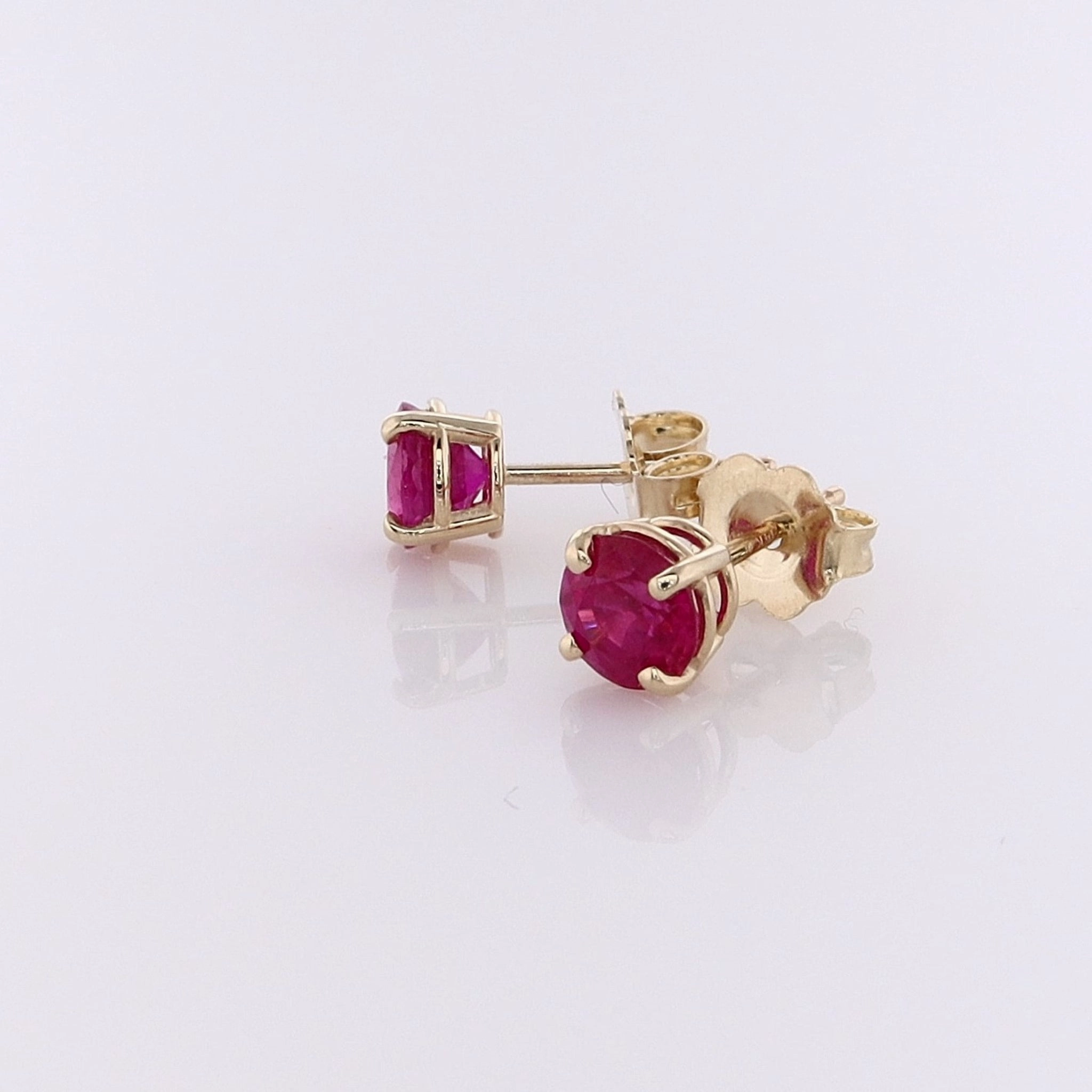 Estate 14 Karat Yellow Gold Ruby Stud Earrings