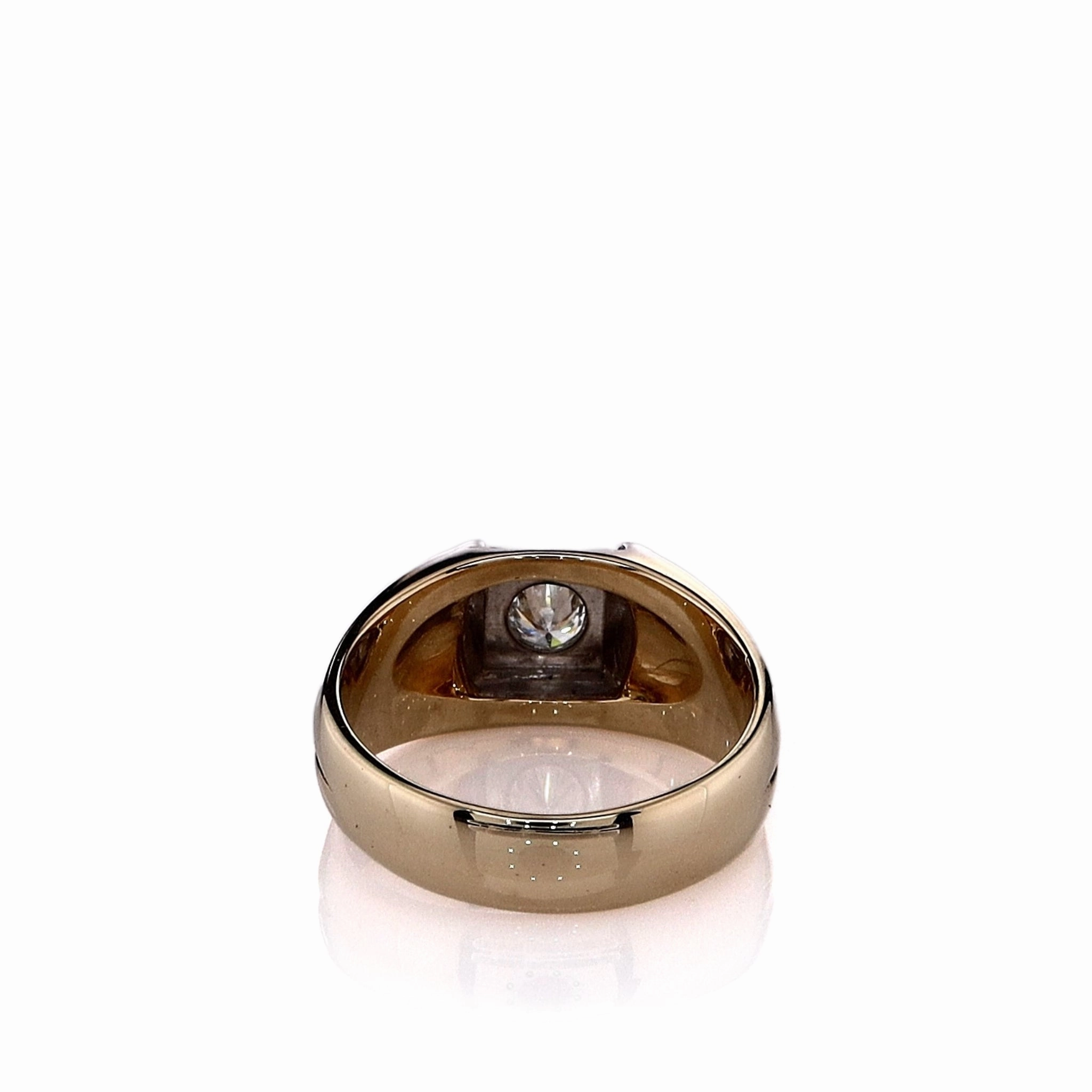 Estate 14k Two-Tone Gents Square Top Ribbed Shank Diamond Ring