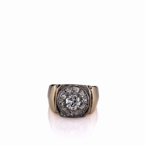 Estate 14k Two-Tone Old European Diamond Cluster Halo Ring